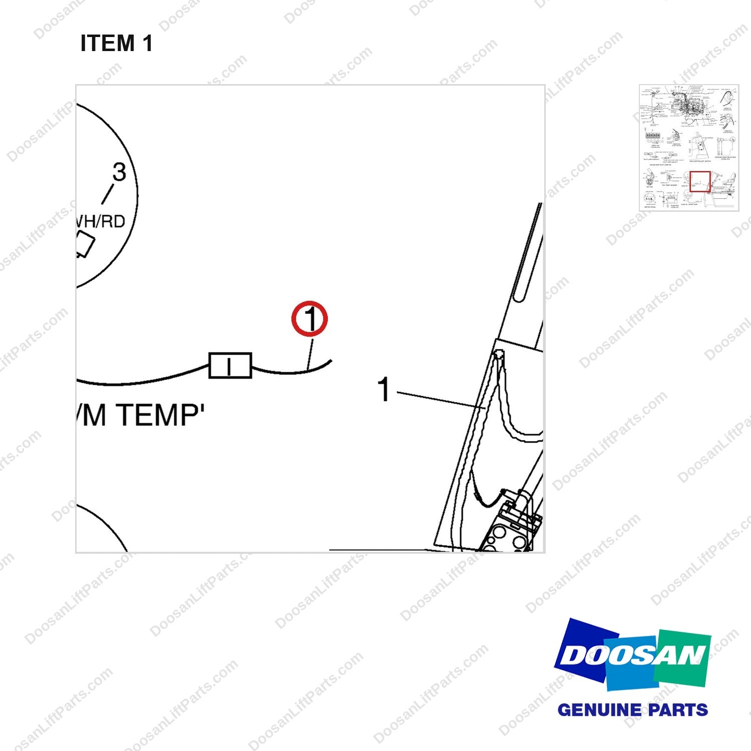 A364078 WIRING GP - (G643) - parts diagram, item 1 shown - genuine Doosan / Bobcat forklift part