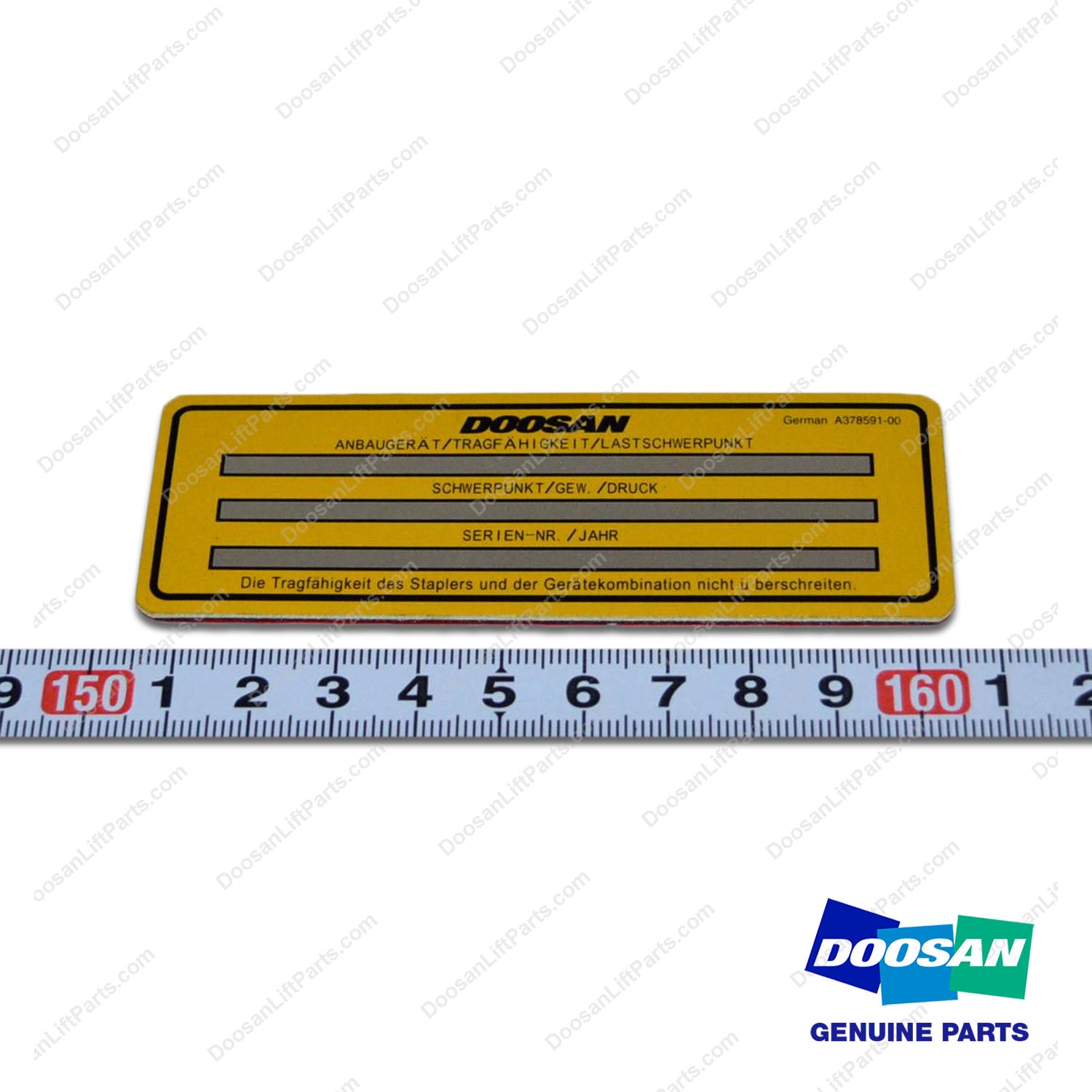 Plate,Identification;attach Idenfication - Doosan Forklift Part A378591