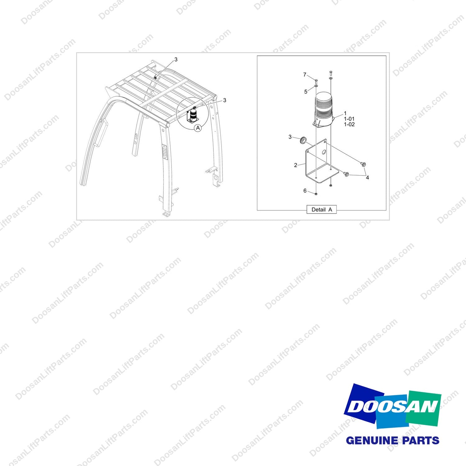 A381392KT STROBE;AMBER;BELOW;(KIT) - full parts diagram - genuine Doosan / Bobcat forklift part