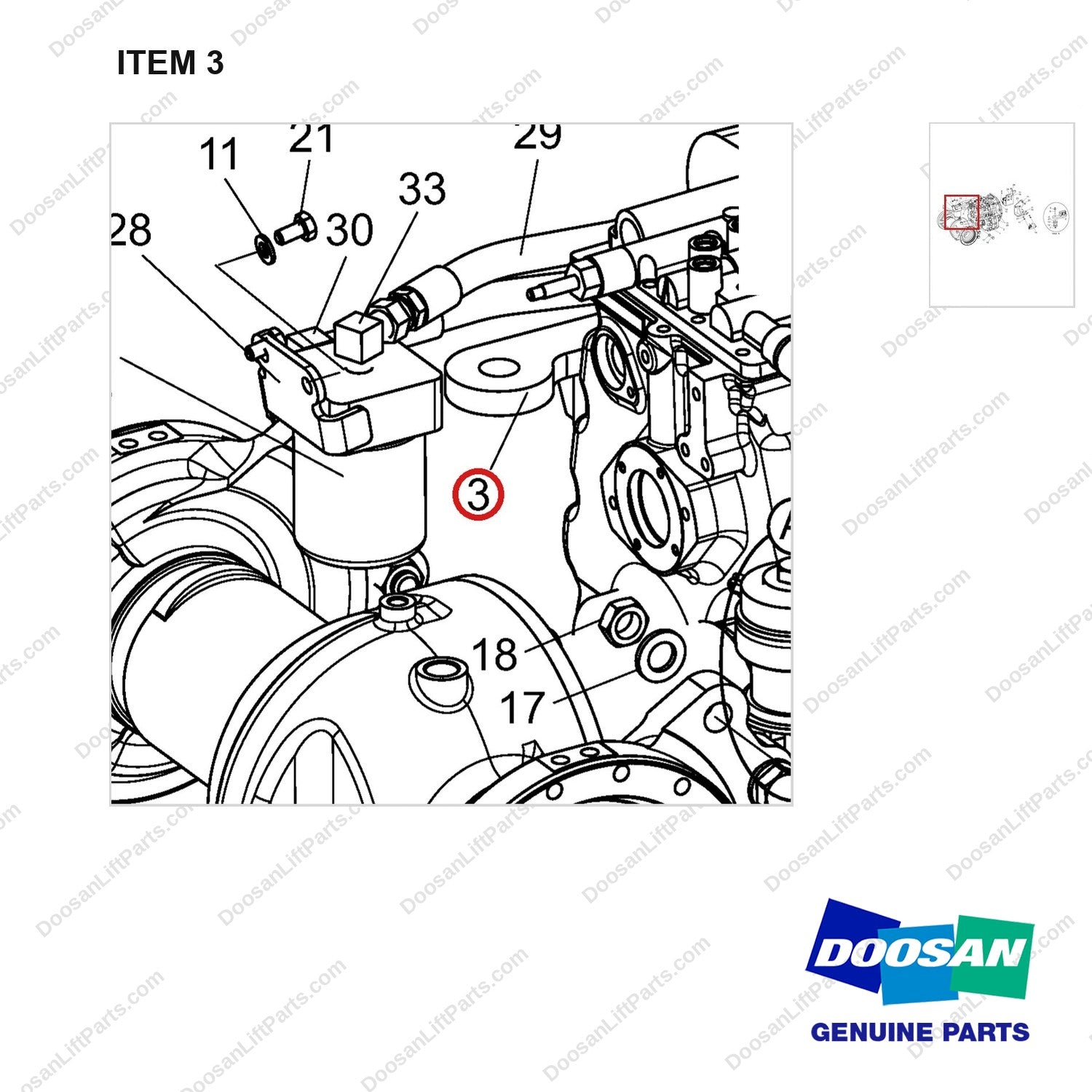 A391318 Mounting Gp-Power Train & E/G - parts diagram, item 3 shown - genuine Doosan / Bobcat forklift part