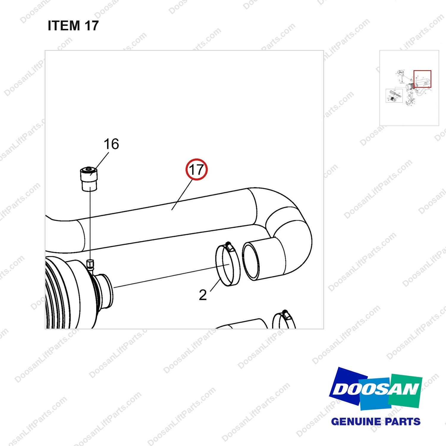 A402463 Air Cleaner Gp - parts diagram, item 17 shown - genuine Doosan / Bobcat forklift part