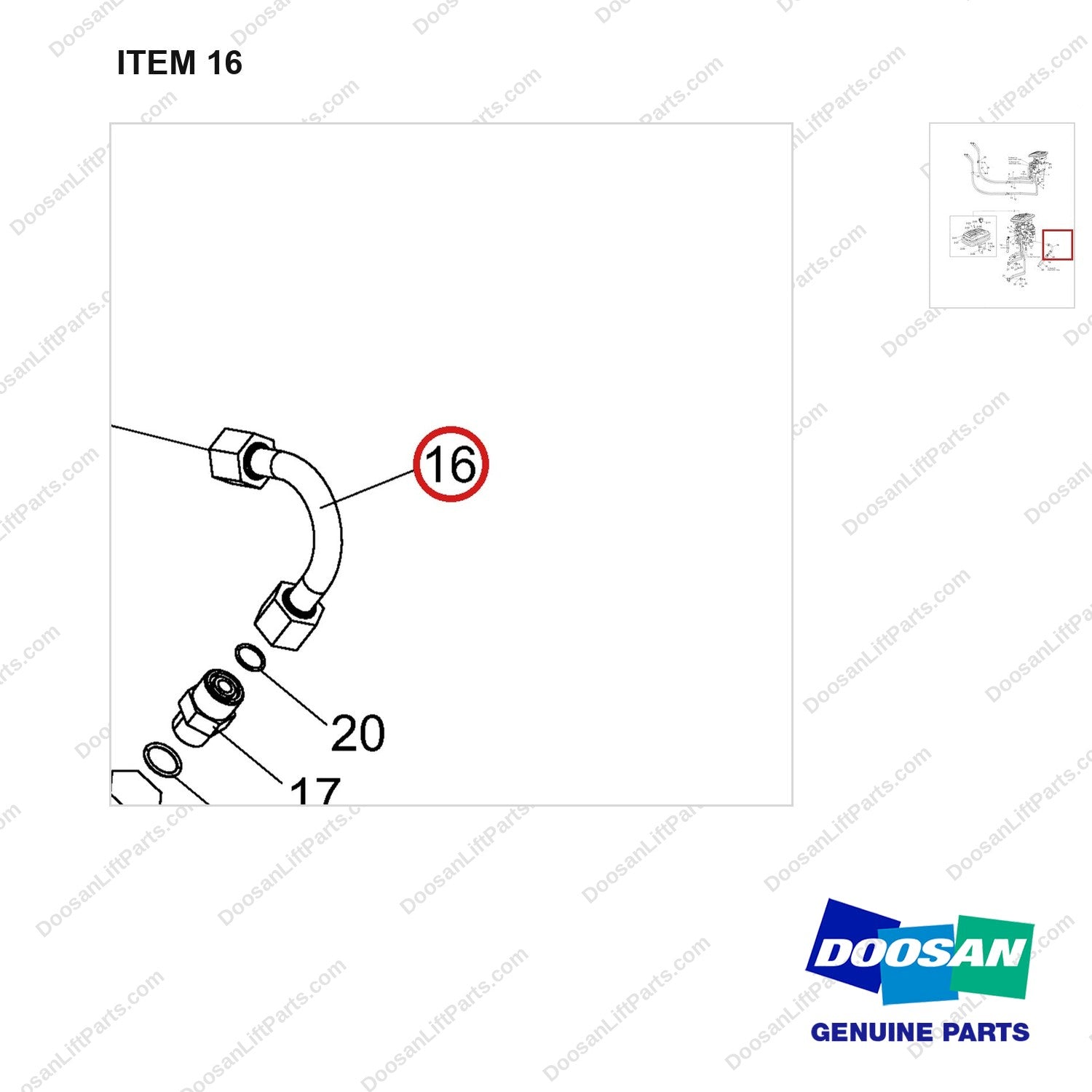 A407010 VALVE,FINGER TIP;ARRANGEMENT,4-WAY - parts diagram, item 16 shown - genuine Doosan / Bobcat forklift part