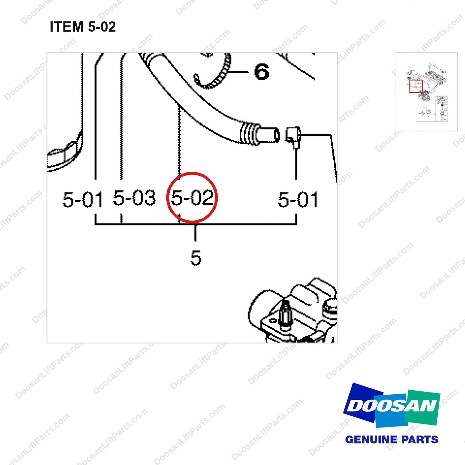 A408245 Fuel Line Gp - parts diagram, item 5-02 shown - genuine Doosan / Bobcat forklift part
