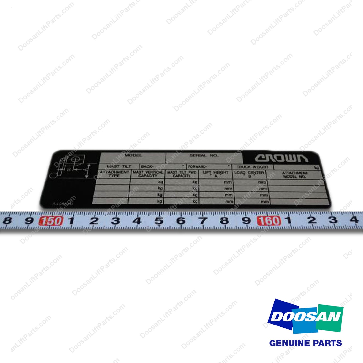 Plate;capacity,Crown - Doosan Forklift Part A408540