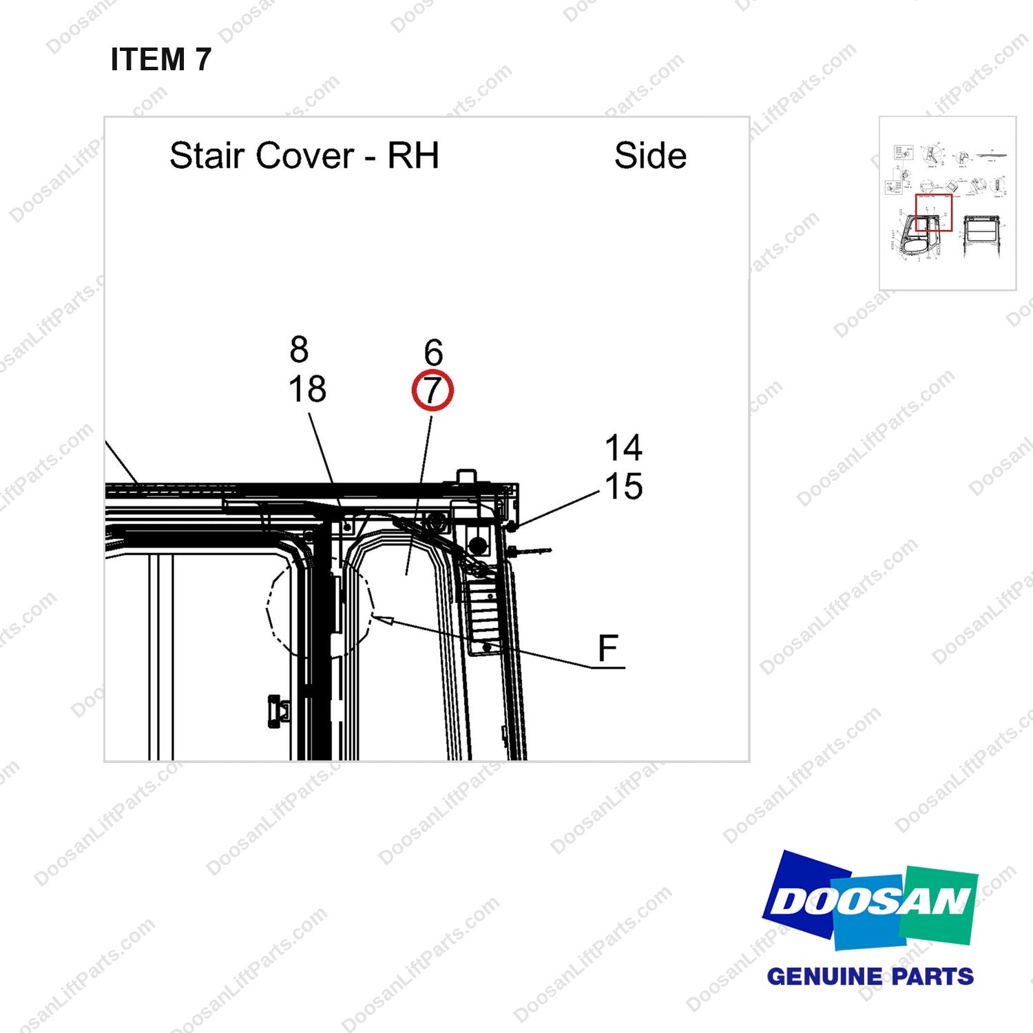 A432236 Modular Cabin Ass'y - Part 2 of 2 - parts diagram, item 7 shown - genuine Doosan / Bobcat forklift part
