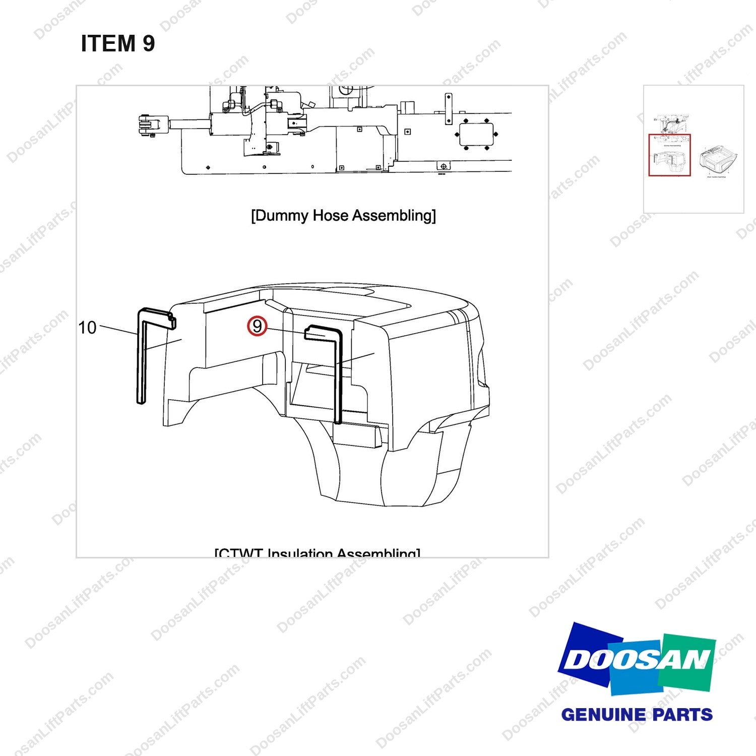 A432855 CHANGE OVER ARRANGE,CABIN;DRAWING FOR AD - parts diagram, item 9 shown - genuine Doosan / Bobcat forklift part