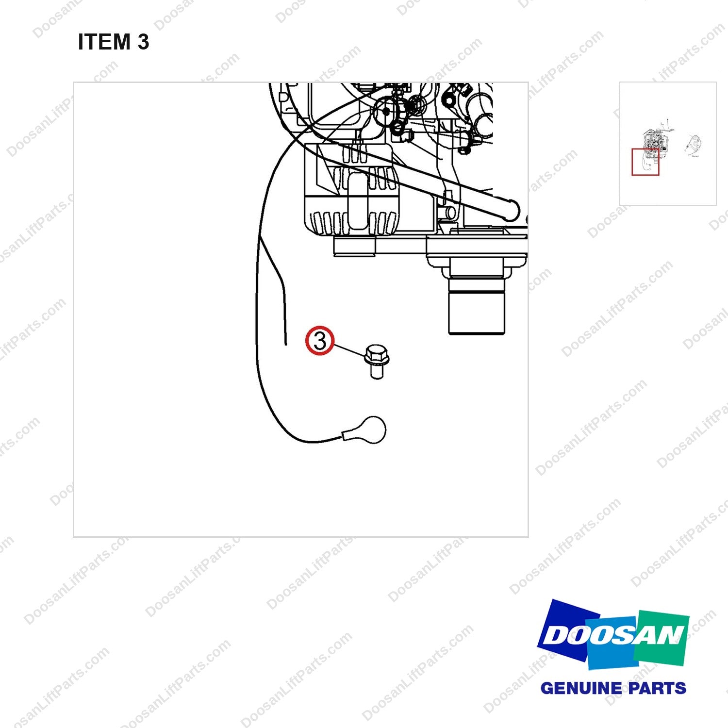 A433605 Wiring Components Gp(G643E) - parts diagram, item 3 shown - genuine Doosan / Bobcat forklift part