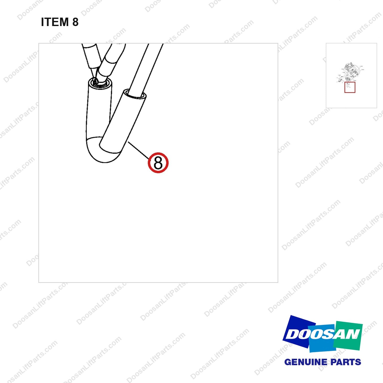 A433625 Hose Gp(G643E) - parts diagram, item 8 shown - genuine Doosan / Bobcat forklift part
