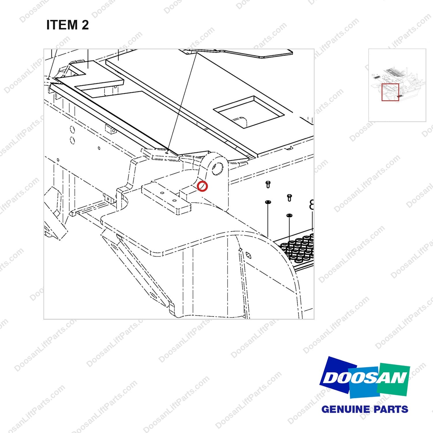 A441108 Floor Plate Gp - parts diagram, item 2 shown - genuine Doosan / Bobcat forklift part