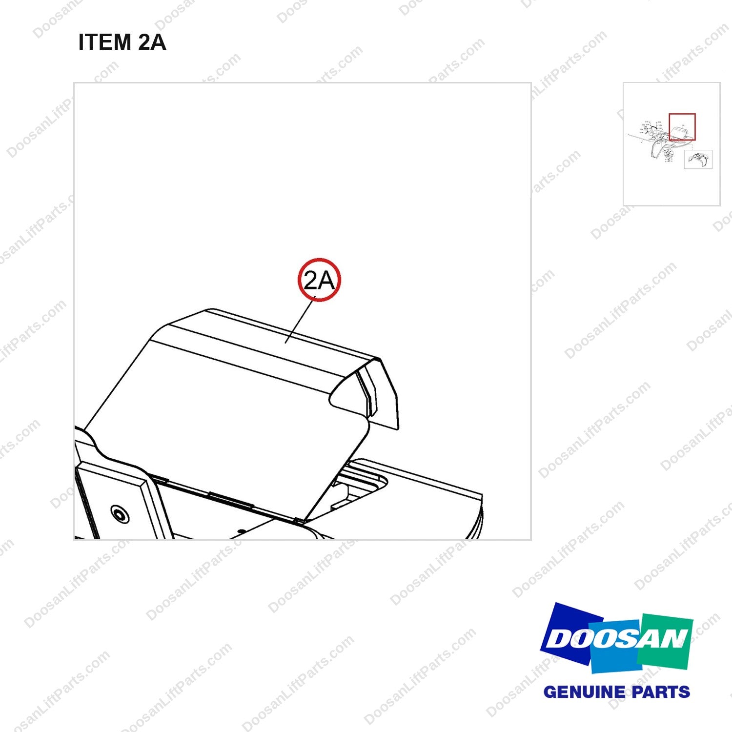 A451693 Hood Ass'y - parts diagram, item 2A shown - genuine Doosan / Bobcat forklift part