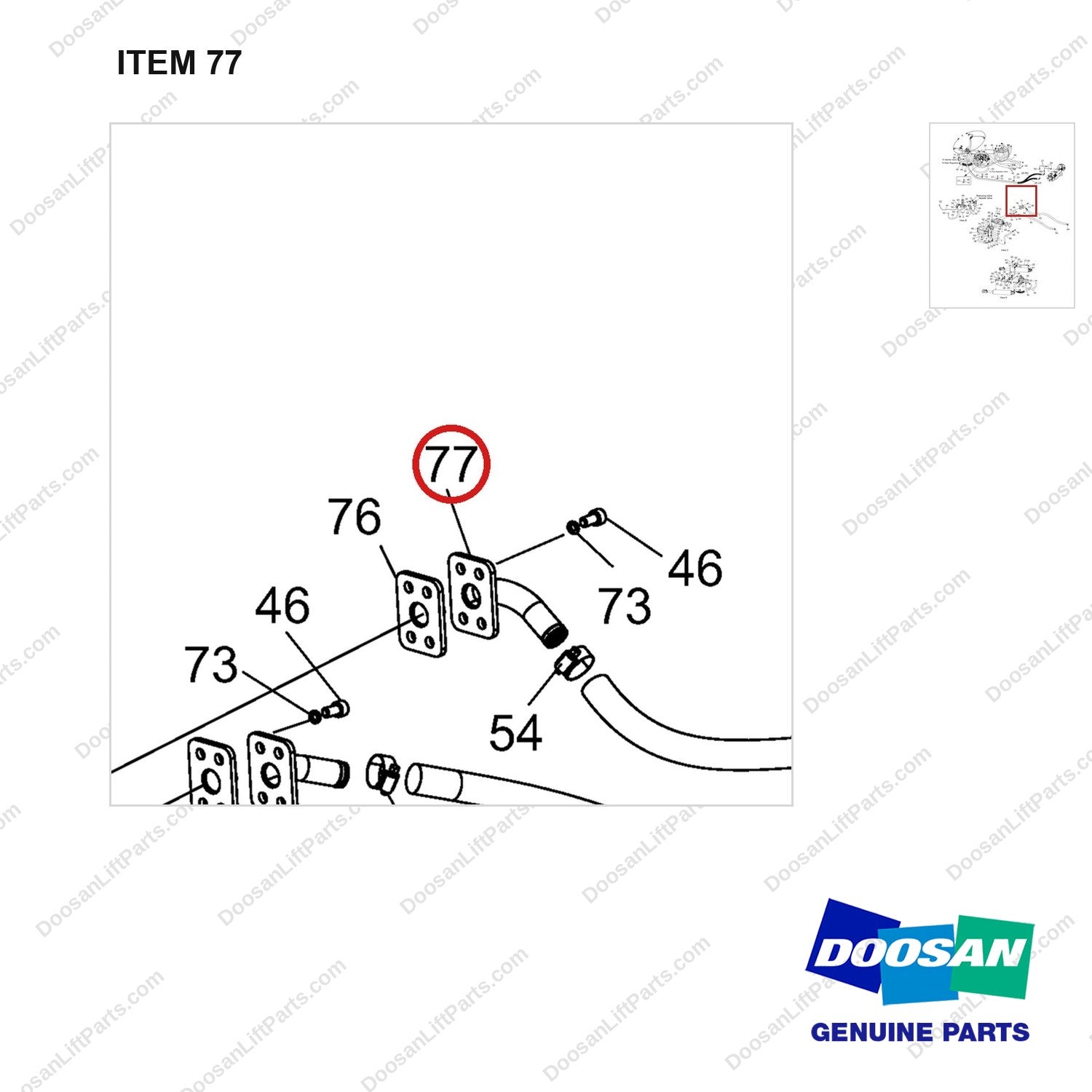 A452698 Lines Gp-Mast Operating - parts diagram, item 77 shown - genuine Doosan / Bobcat forklift part