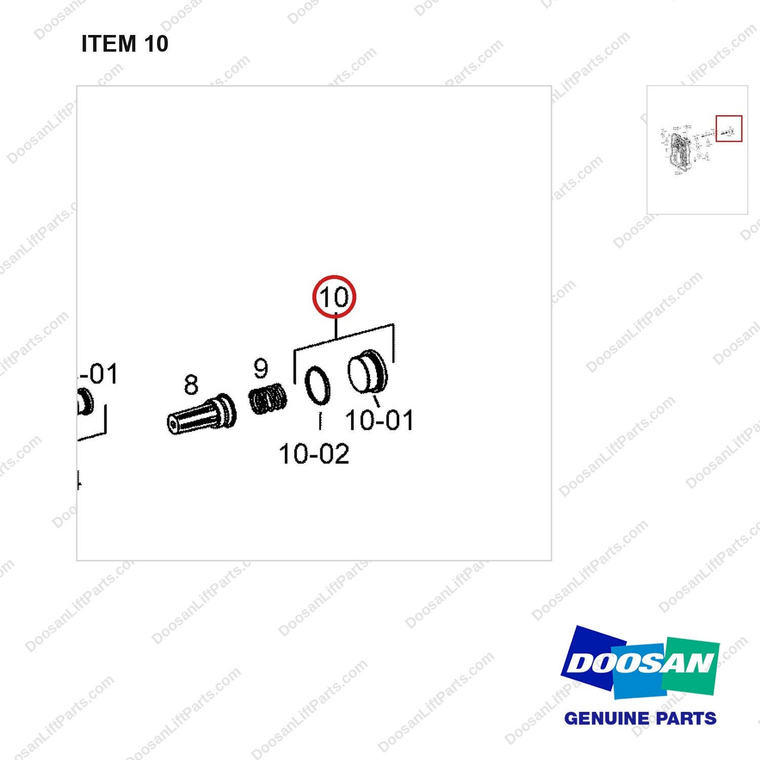 A453471 Gear Box Housing Gp - parts diagram, item 10 shown - genuine Doosan / Bobcat forklift part