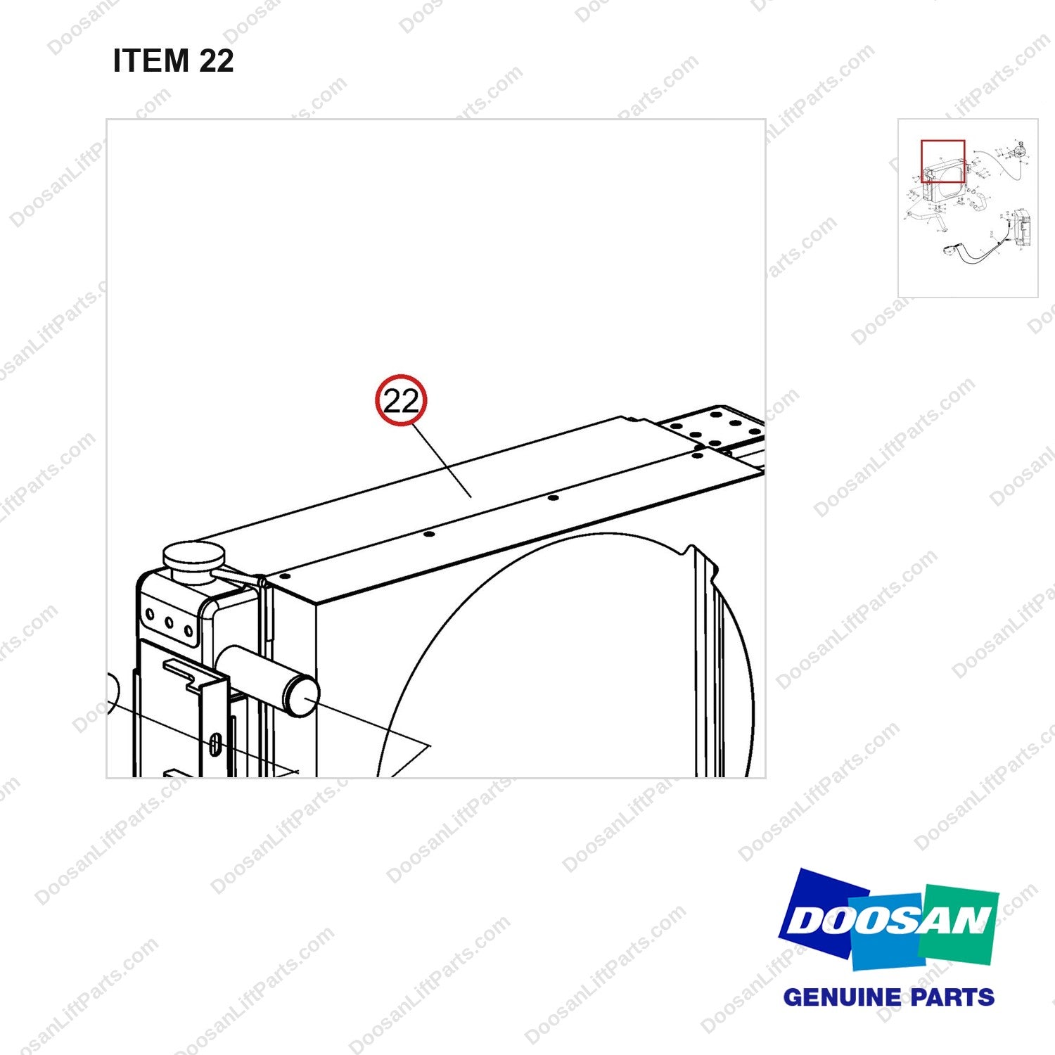 A453506PM Lines Gp - Cooling - parts diagram, item 22 shown - genuine Doosan / Bobcat forklift part