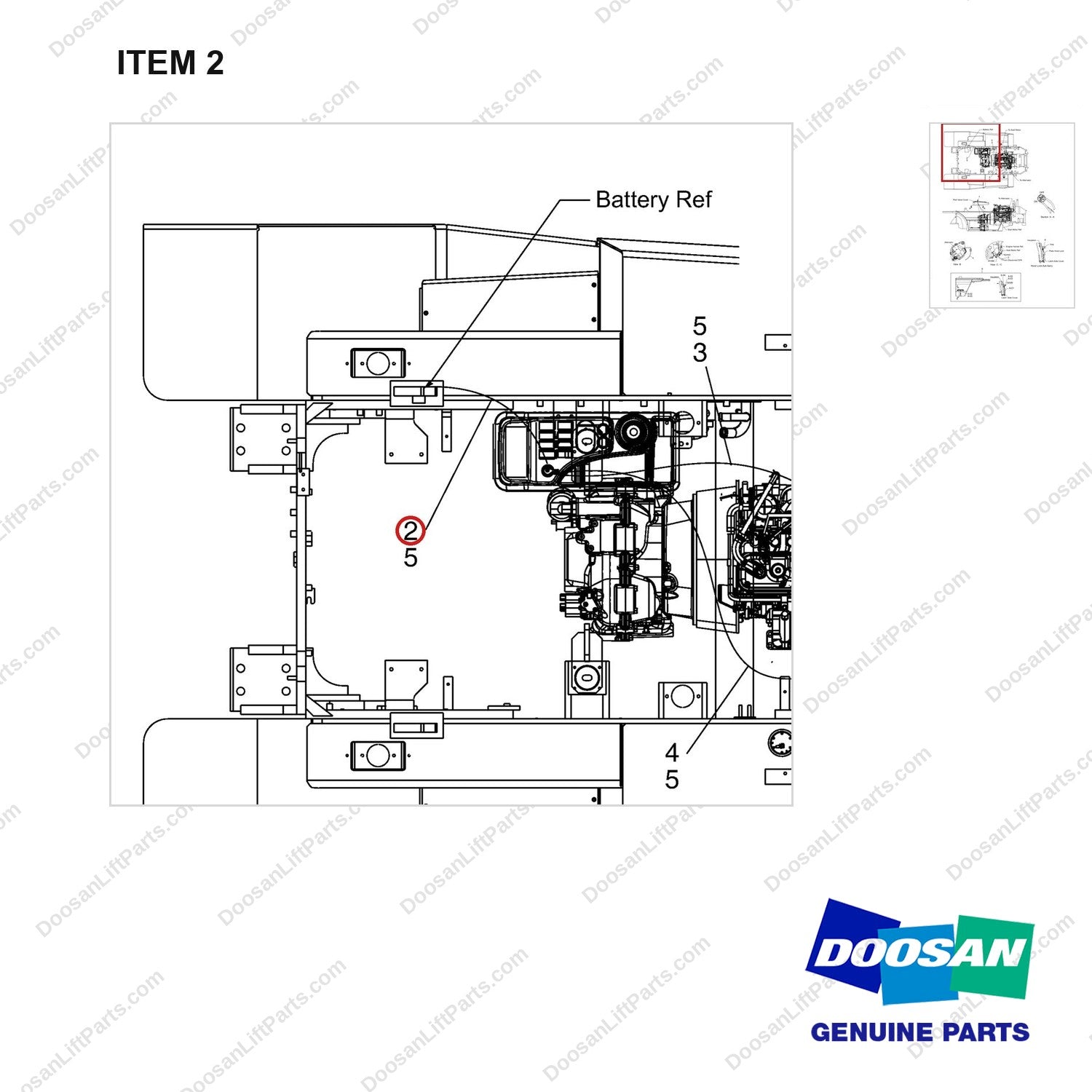 A454140 CE,TIER-3,DIC AXLE;CHG' OVER AR' FOR EU - parts diagram, item 2 shown - genuine Doosan / Bobcat forklift part