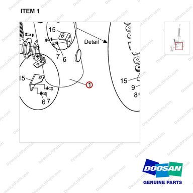 A461232 Muffler Gp - parts diagram, item 1 shown - genuine Doosan / Bobcat forklift part