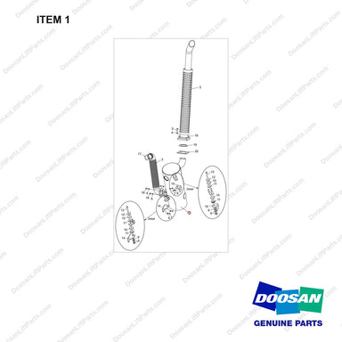 A461508 MUFFLER ASSY;GROUP,D110/130,T-3 - full parts diagram, item 1 marked - genuine Doosan / Bobcat forklift part