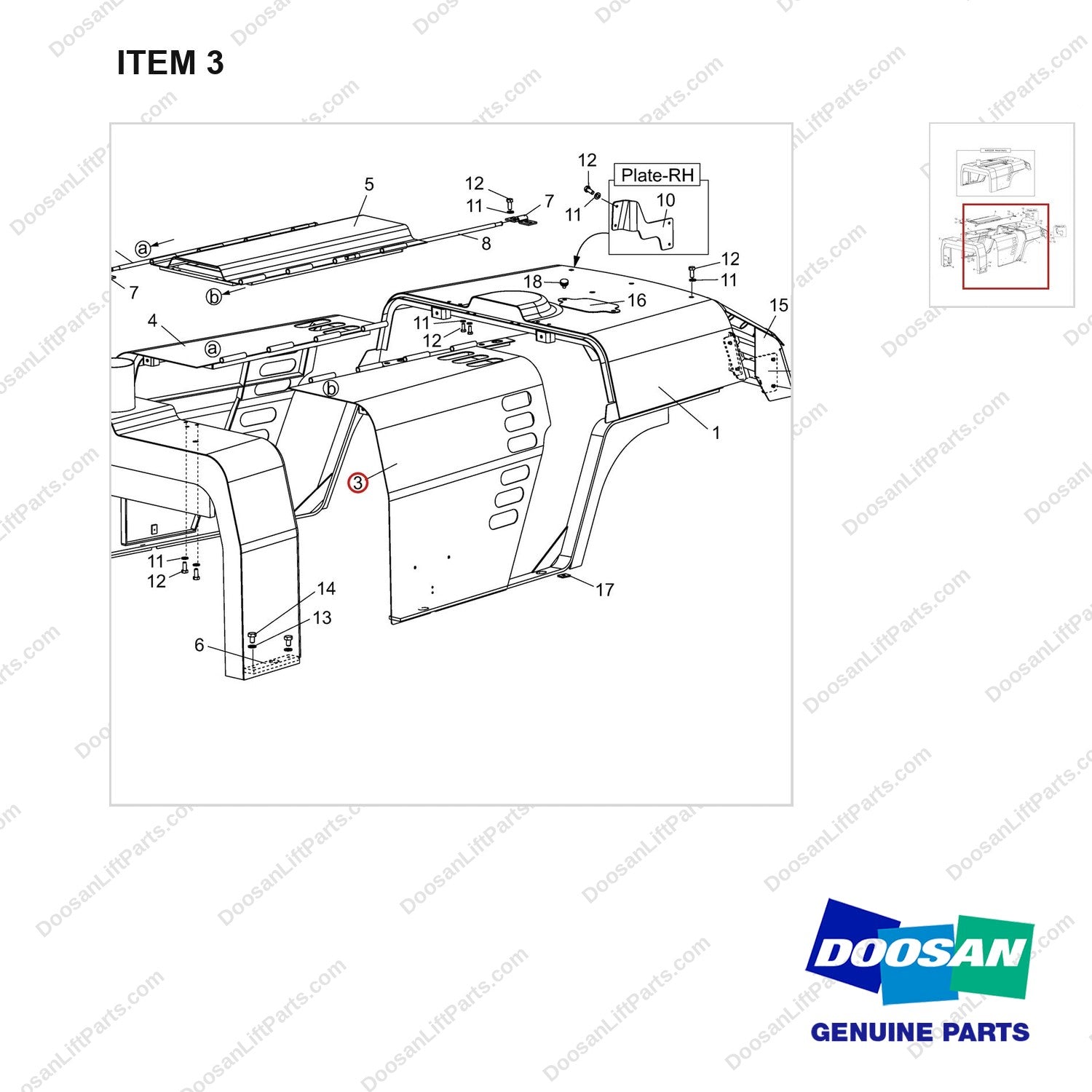 A462226 Hood Ass'y-Shoe Type Brake - parts diagram, item 3 shown - genuine Doosan / Bobcat forklift part