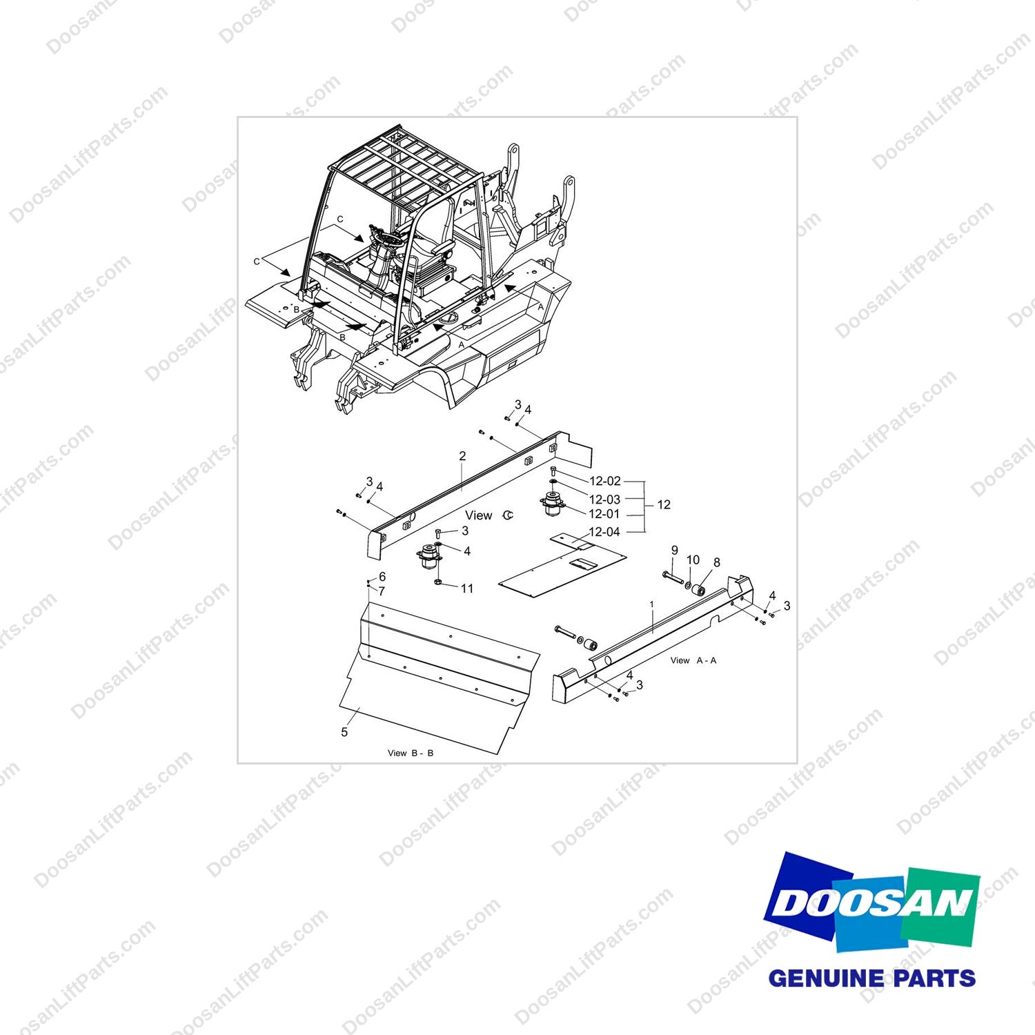 A462287 Non Tilting Operating Gp-Shoe Type Brake - full parts diagram - genuine Doosan / Bobcat forklift part