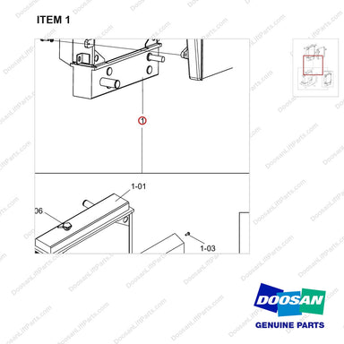 A463502 Radiator Assy-Shoe Type Brake - parts diagram, item 1 shown - genuine Doosan / Bobcat forklift part