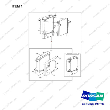 A463502 Radiator Assy-Shoe Type Brake - full parts diagram, item 1 marked - genuine Doosan / Bobcat forklift part
