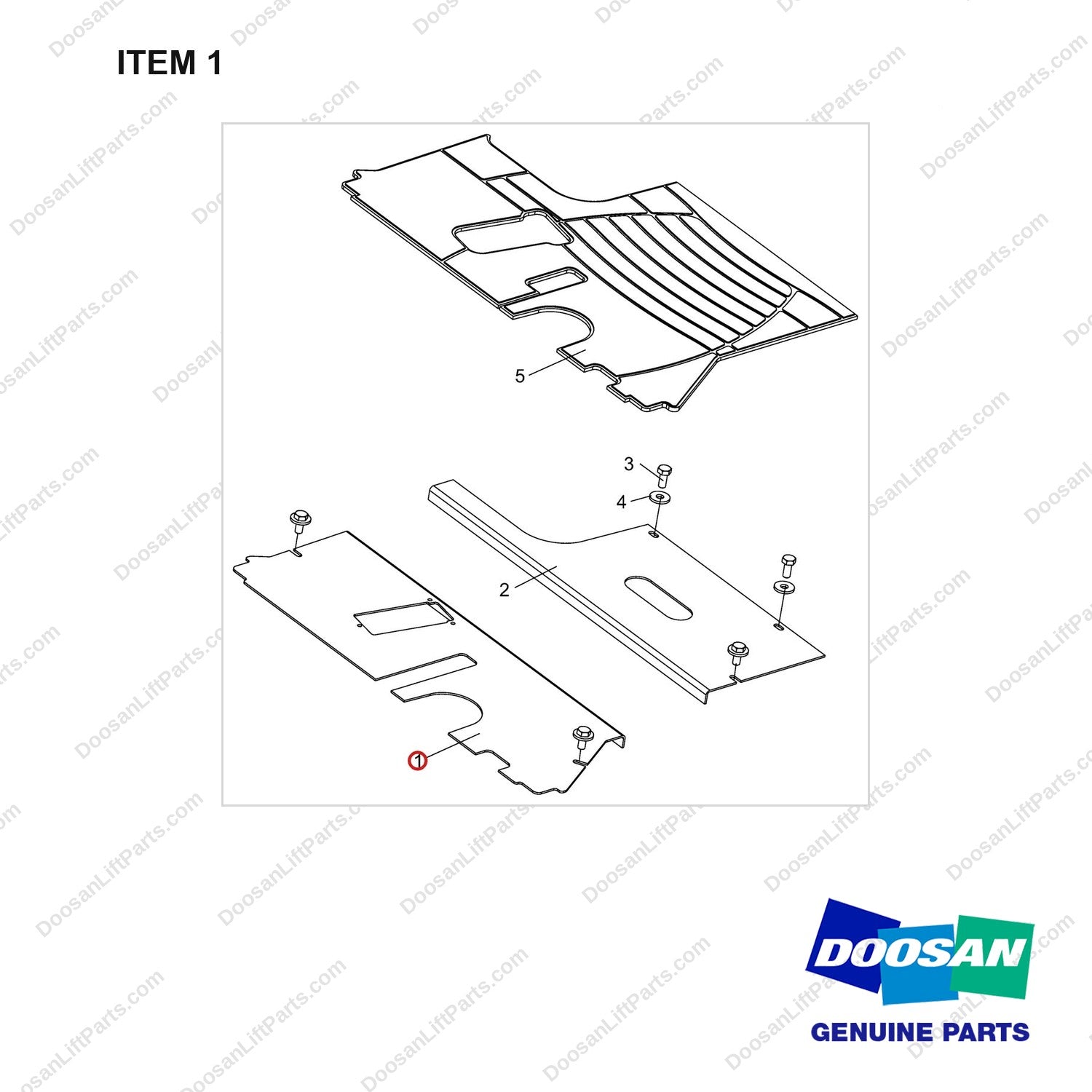 A481245 Floor Plate Gp - full parts diagram, item 1 marked - genuine Doosan / Bobcat forklift part
