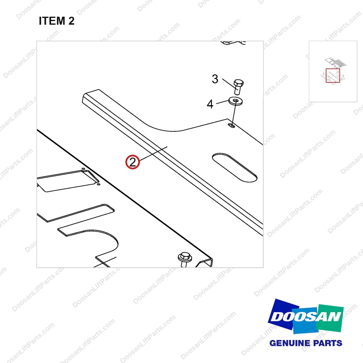 A481246 Floor Plate Gp - parts diagram, item 2 shown - genuine Doosan / Bobcat forklift part