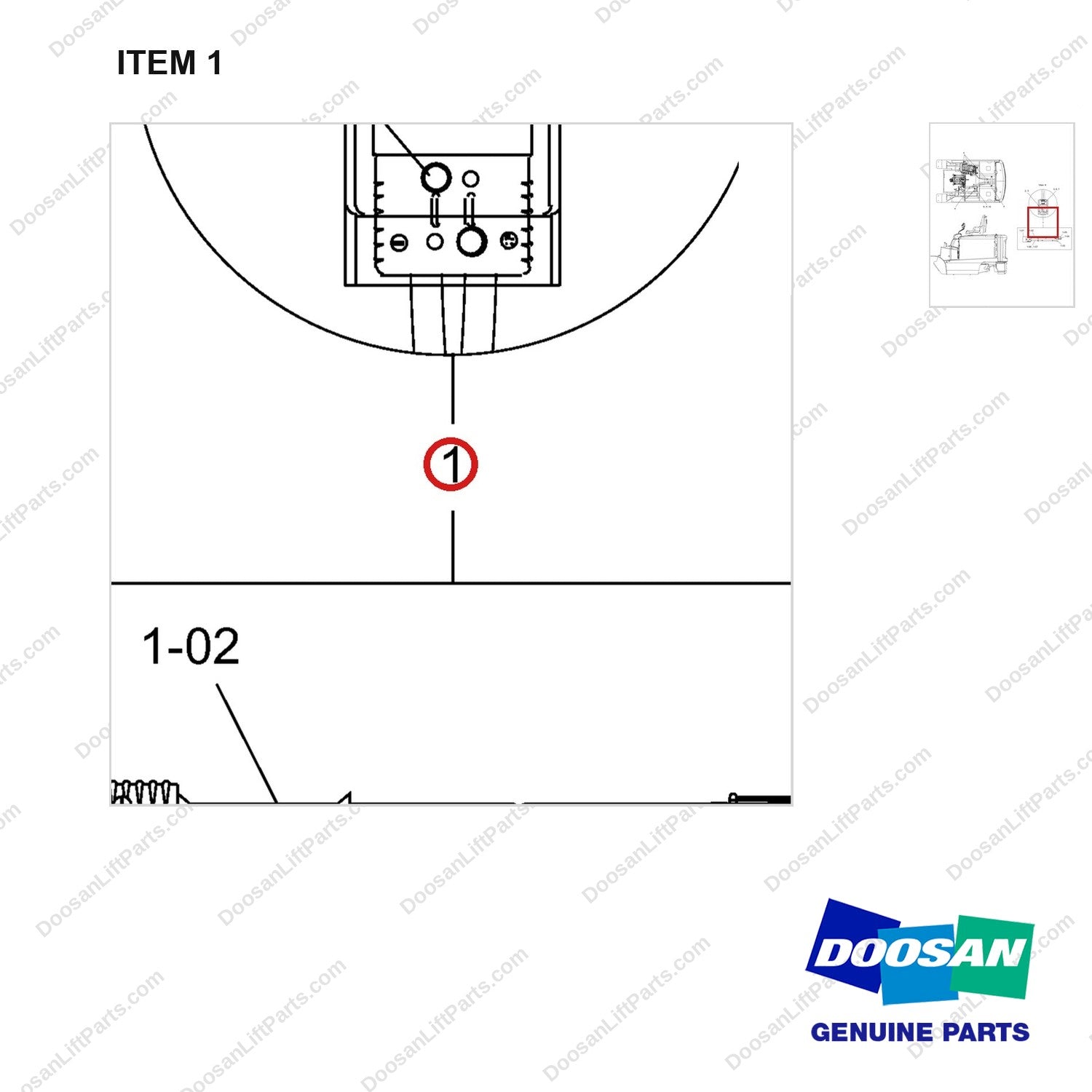 A494019 CONNECTER GROUP,BATTERY;SB350 BLUE - parts diagram, item 1 shown - genuine Doosan / Bobcat forklift part