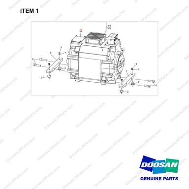 A504931 Motor Gp-Hydraulic - full parts diagram, item 1 marked - genuine Doosan / Bobcat forklift part