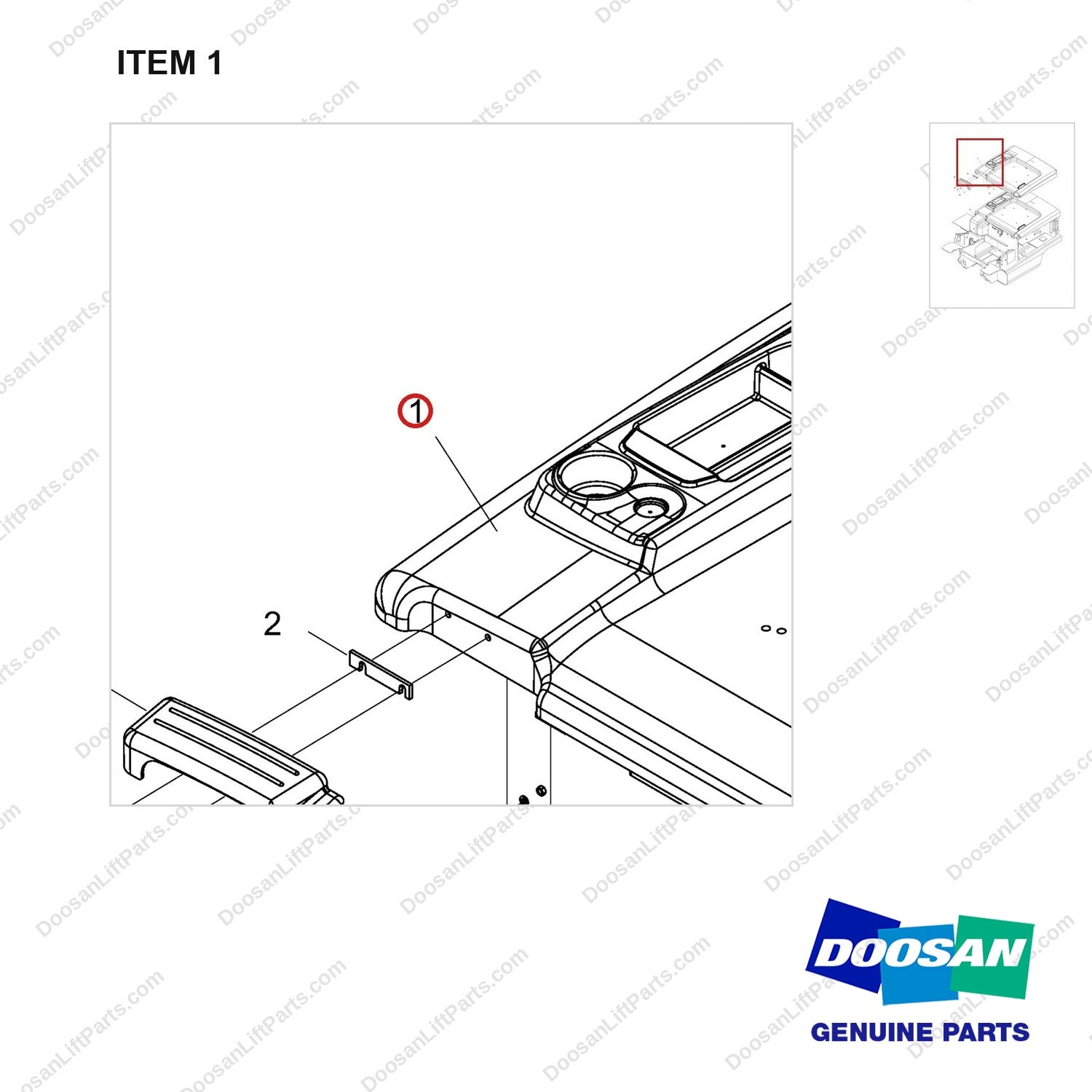 A511336 HOOD GROUP;FINGERTIP - parts diagram, item 1 shown - genuine Doosan / Bobcat forklift part