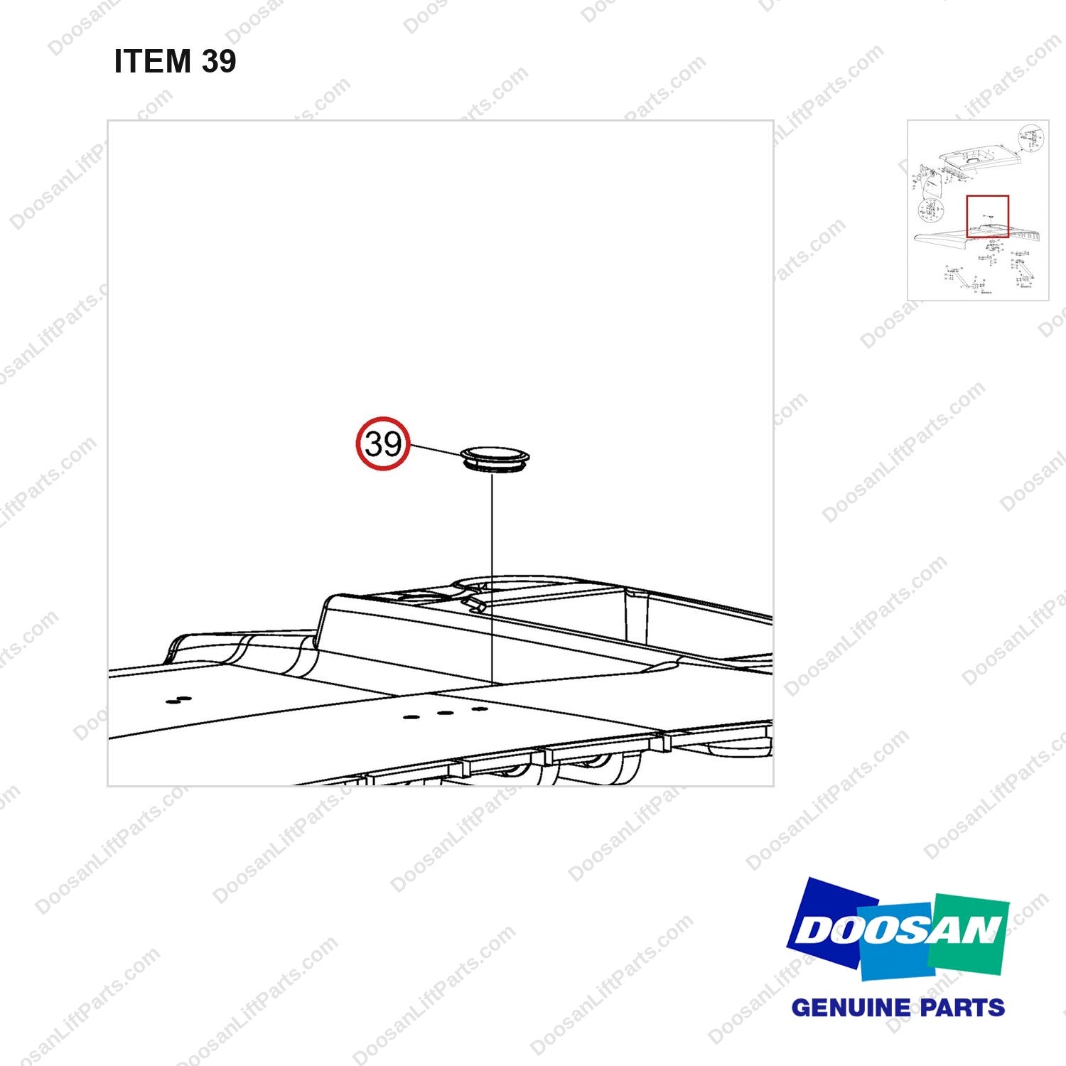 A511431 Top Panel Gp - B22/25X-5 - parts diagram, item 39 shown - genuine Doosan / Bobcat forklift part