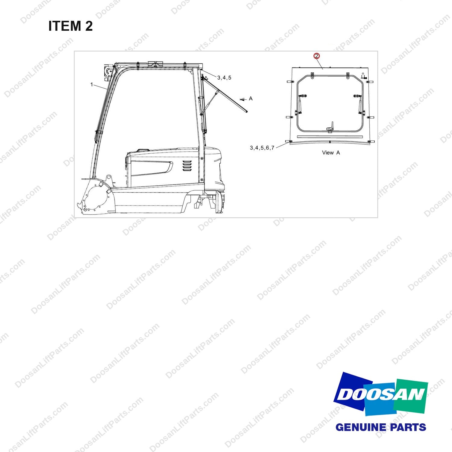 A521930 Module Cabin - C Type-3.0/3.5 TON - full parts diagram, item 2 marked - genuine Doosan / Bobcat forklift part