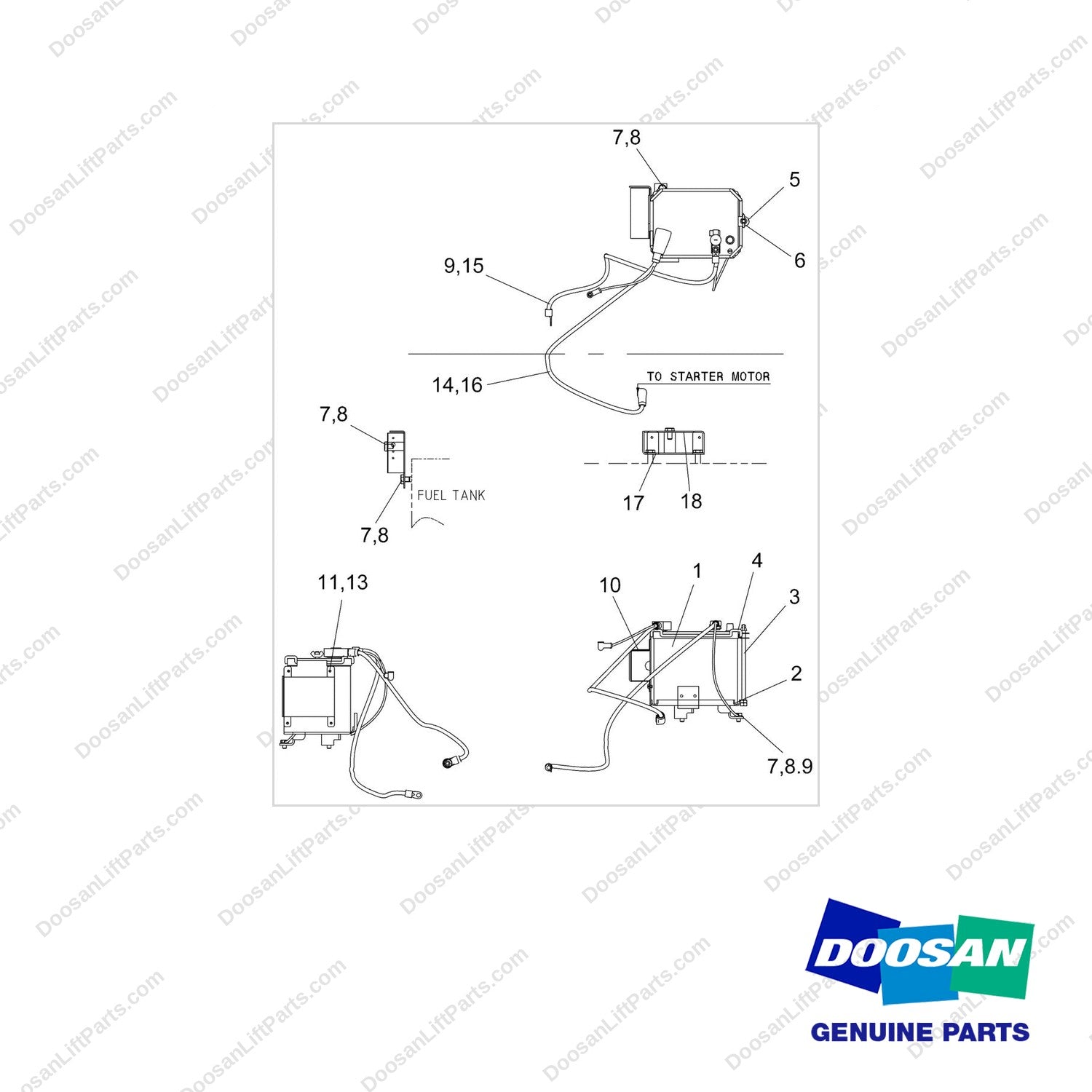 A604310 BATTERY GROUP - full parts diagram - genuine Doosan / Bobcat forklift part