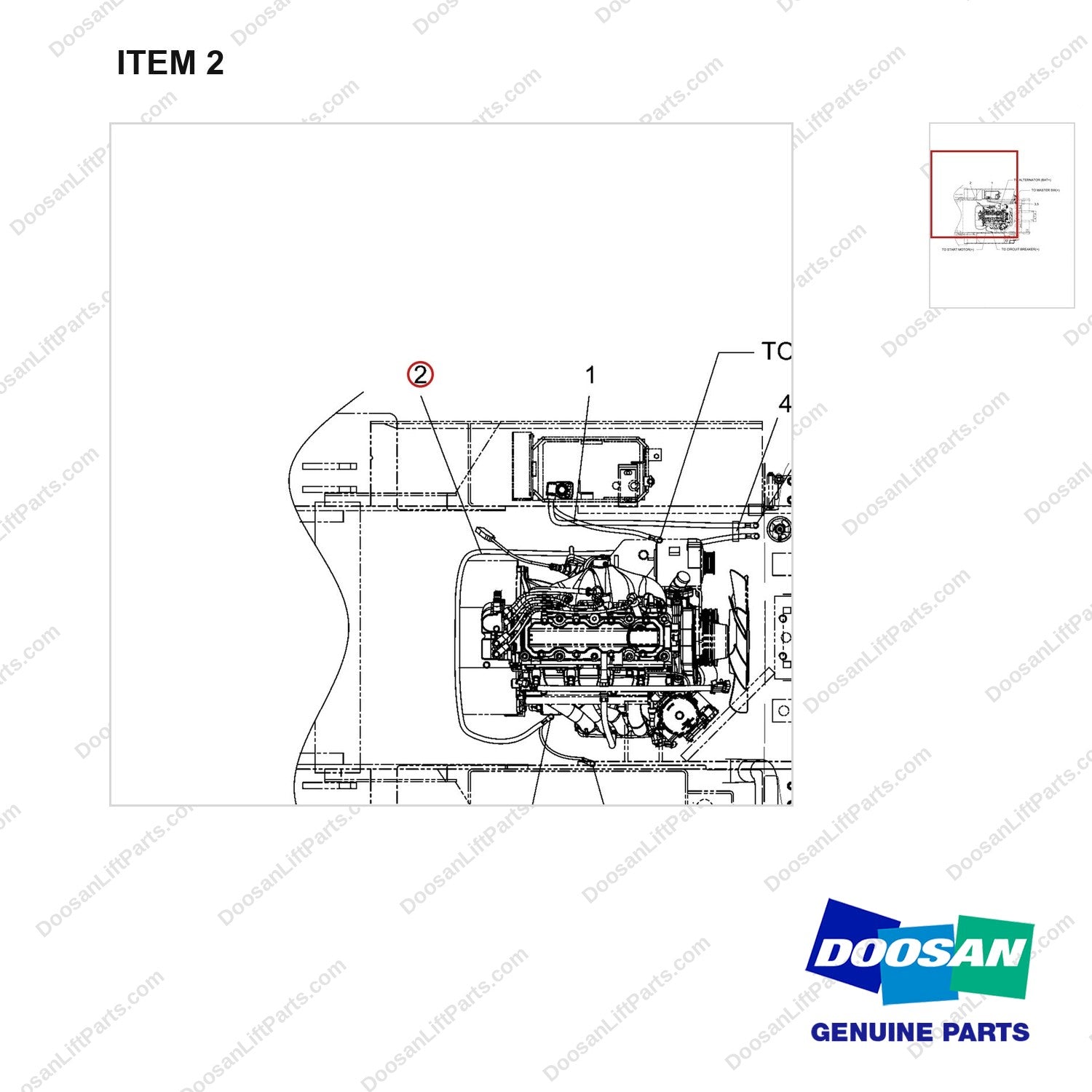 A604314 ARRANGEMENT,CHANGEOVER;EU - parts diagram, item 2 shown - genuine Doosan / Bobcat forklift part
