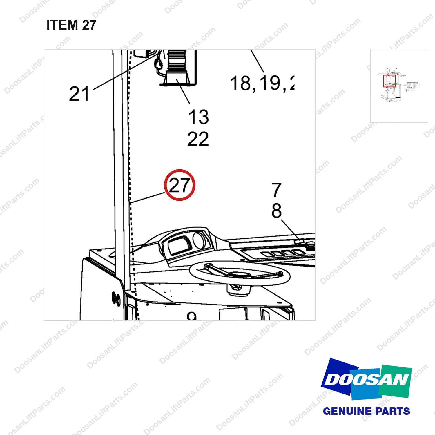 A644603 Lighting Gp - Option - parts diagram, item 27 shown - genuine Doosan / Bobcat forklift part