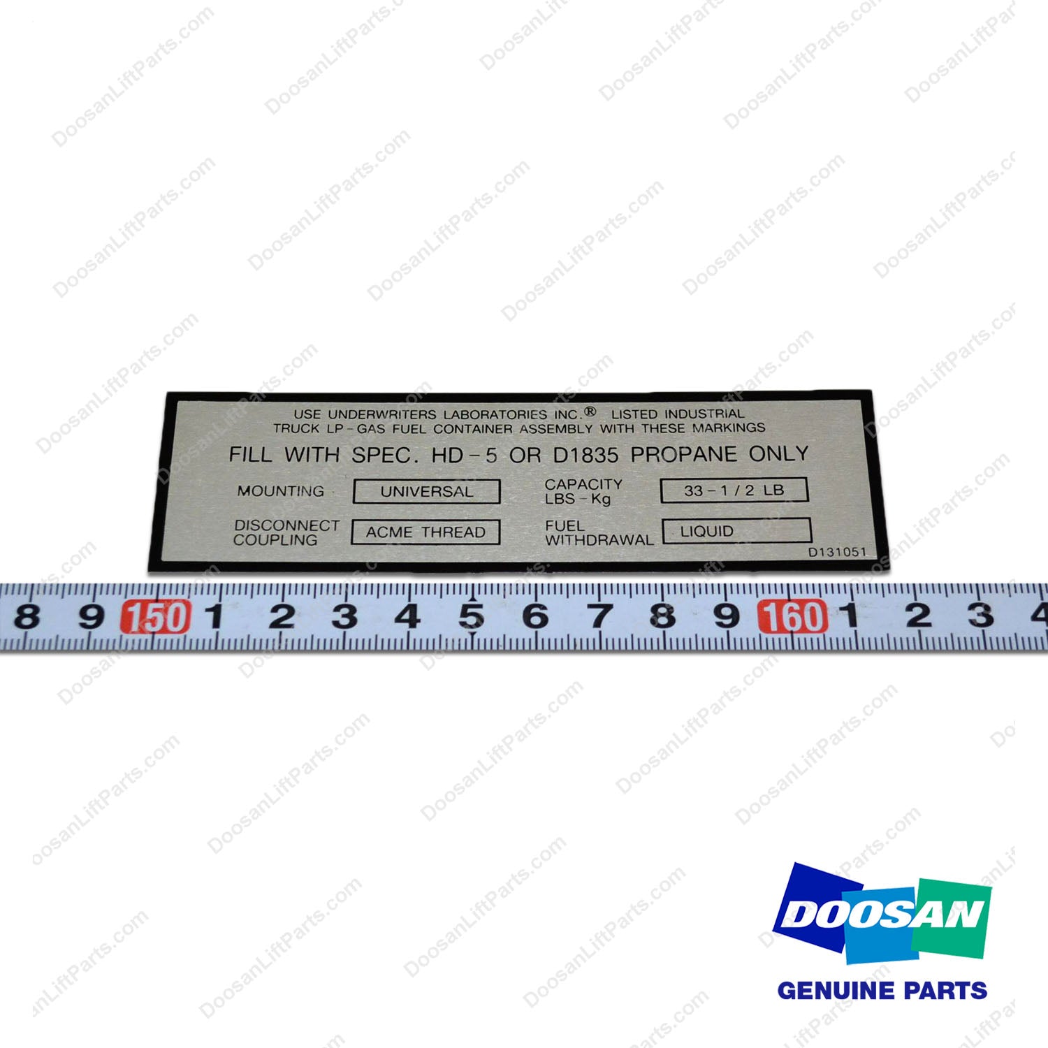 Plate;lp Ul - Doosan Forklift Part D131051