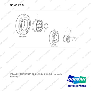 D141216 ARRANGEMENT;DR/STR_SINGLE SOLID(3.0/3.3 - full parts diagram - genuine Doosan / Bobcat forklift part