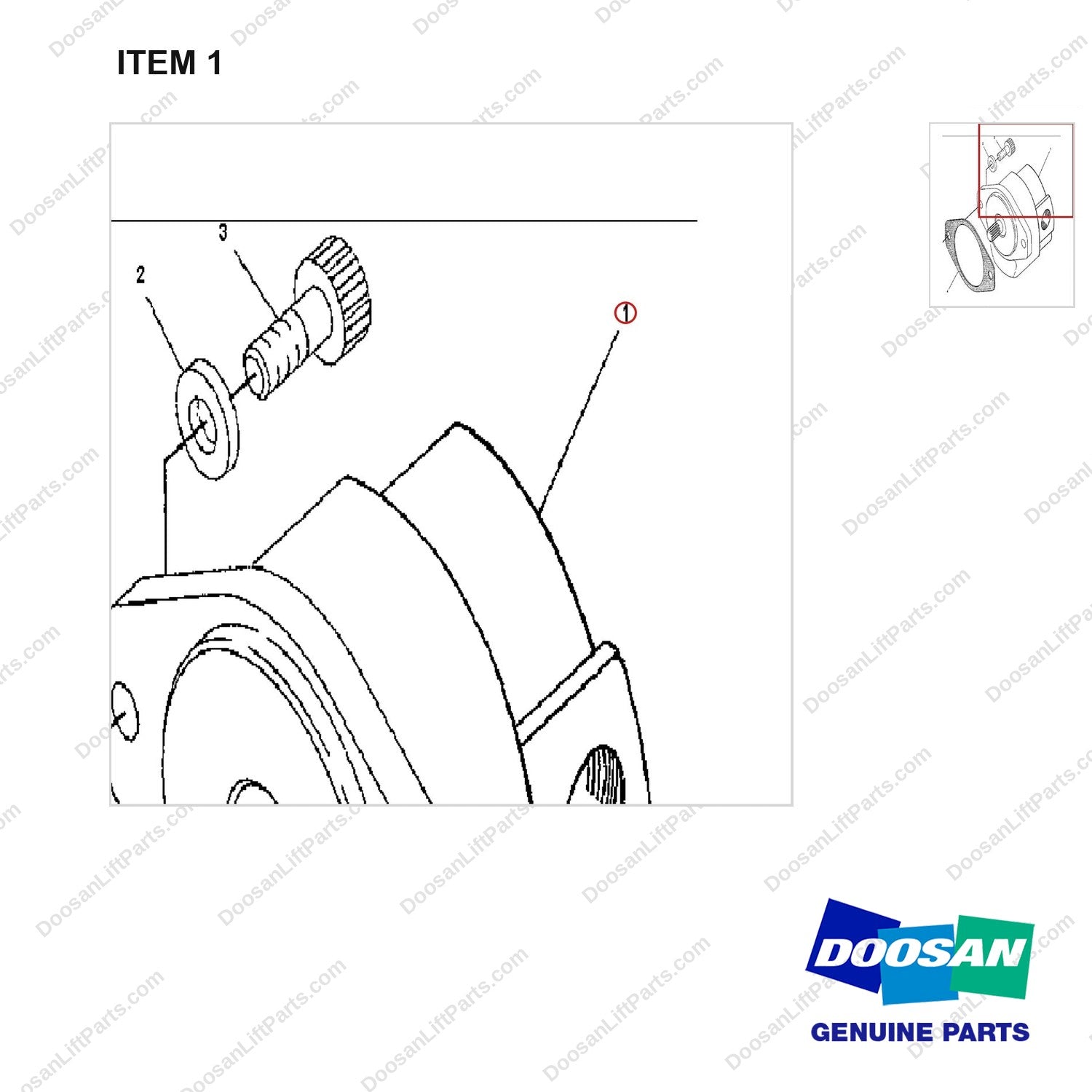 D144210 PUMP GP-GEAR - parts diagram, item 1 shown - genuine Doosan / Bobcat forklift part