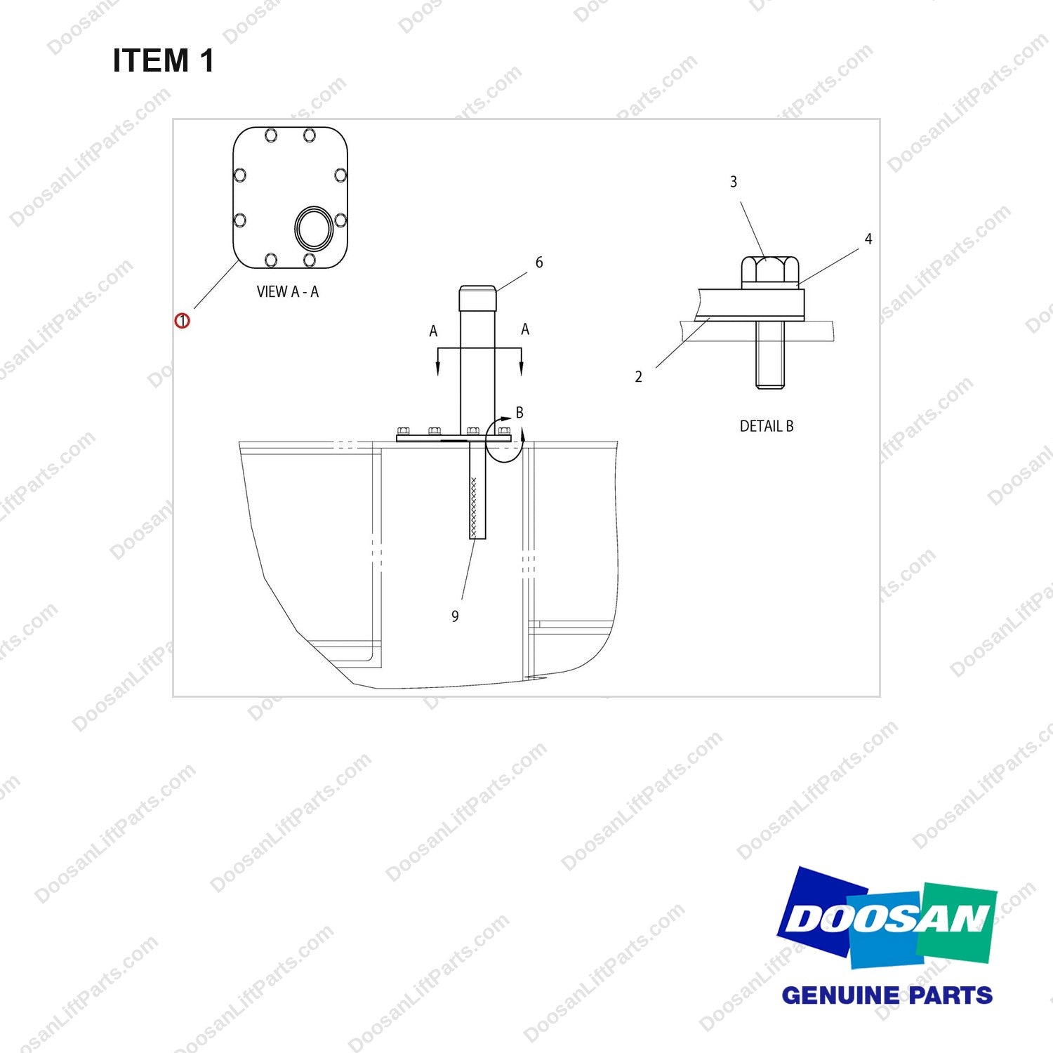 D150468 TANK GP-HYDRAULIC - full parts diagram, item 1 marked - genuine Doosan / Bobcat forklift part