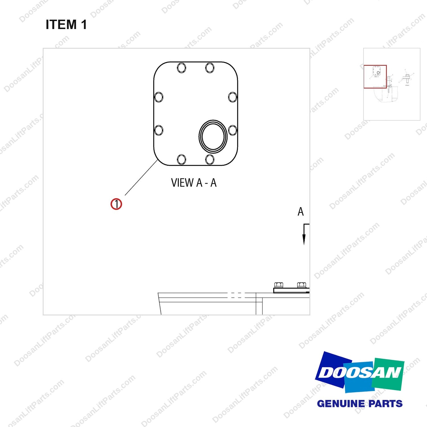 D150468 TANK GP-HYDRAULIC - parts diagram, item 1 shown - genuine Doosan / Bobcat forklift part