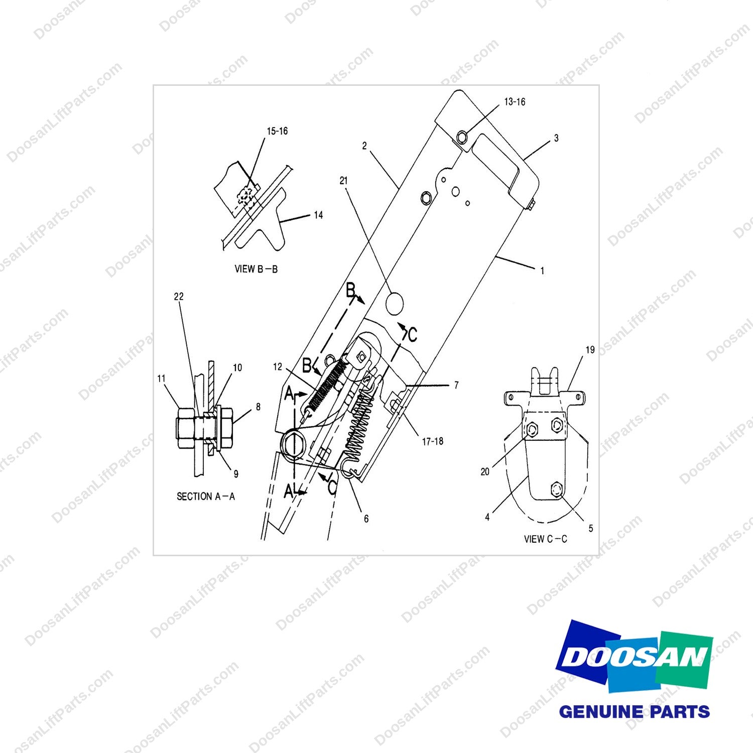 D150510 CONSOLE GP. - full parts diagram - genuine Doosan / Bobcat forklift part