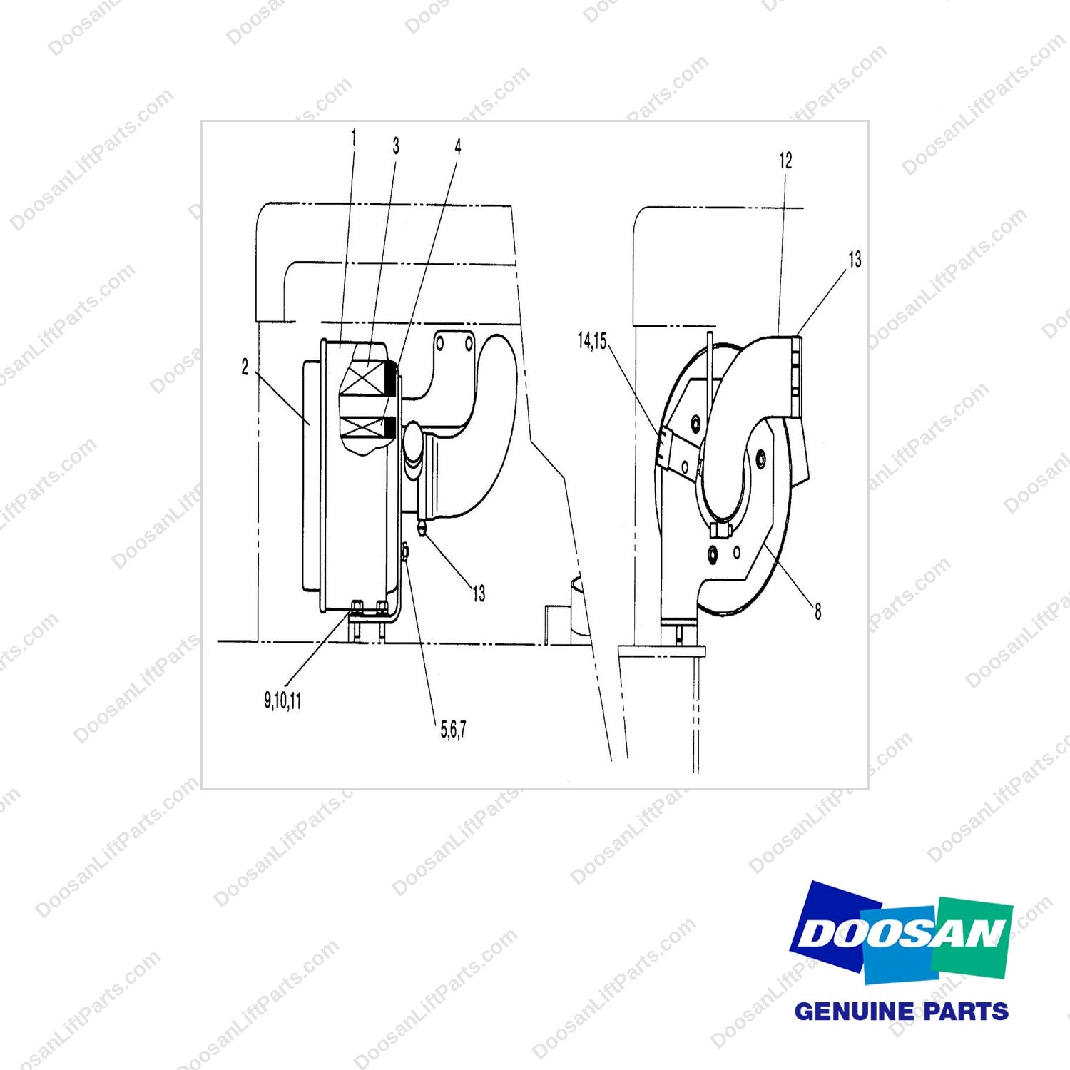 D150659 CLEANER GP-AR - 4.2482 E/G - full parts diagram - genuine Doosan / Bobcat forklift part