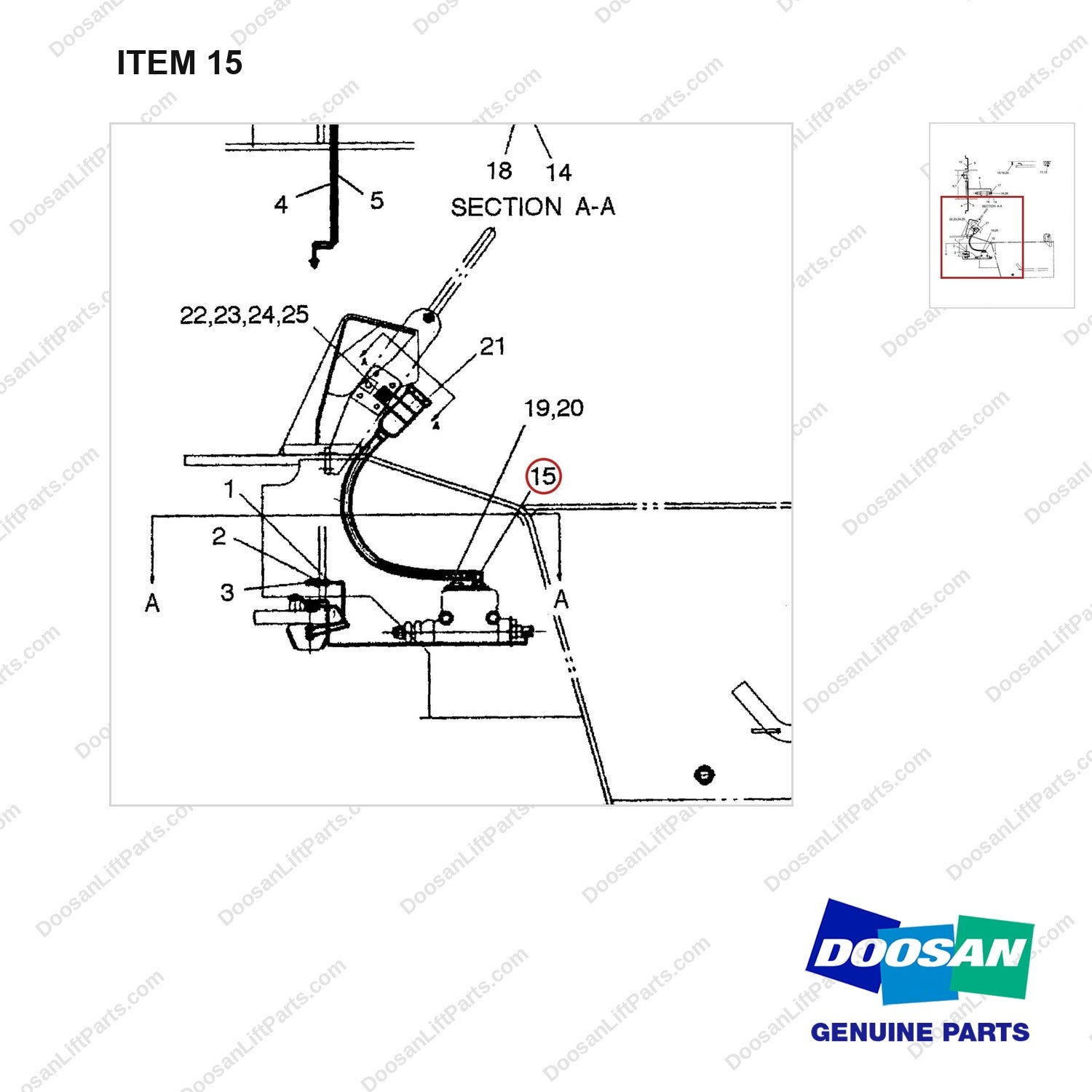 D150790 LINES GP BRAKE(NON BOOSTED) - parts diagram, item 15 shown - genuine Doosan / Bobcat forklift part