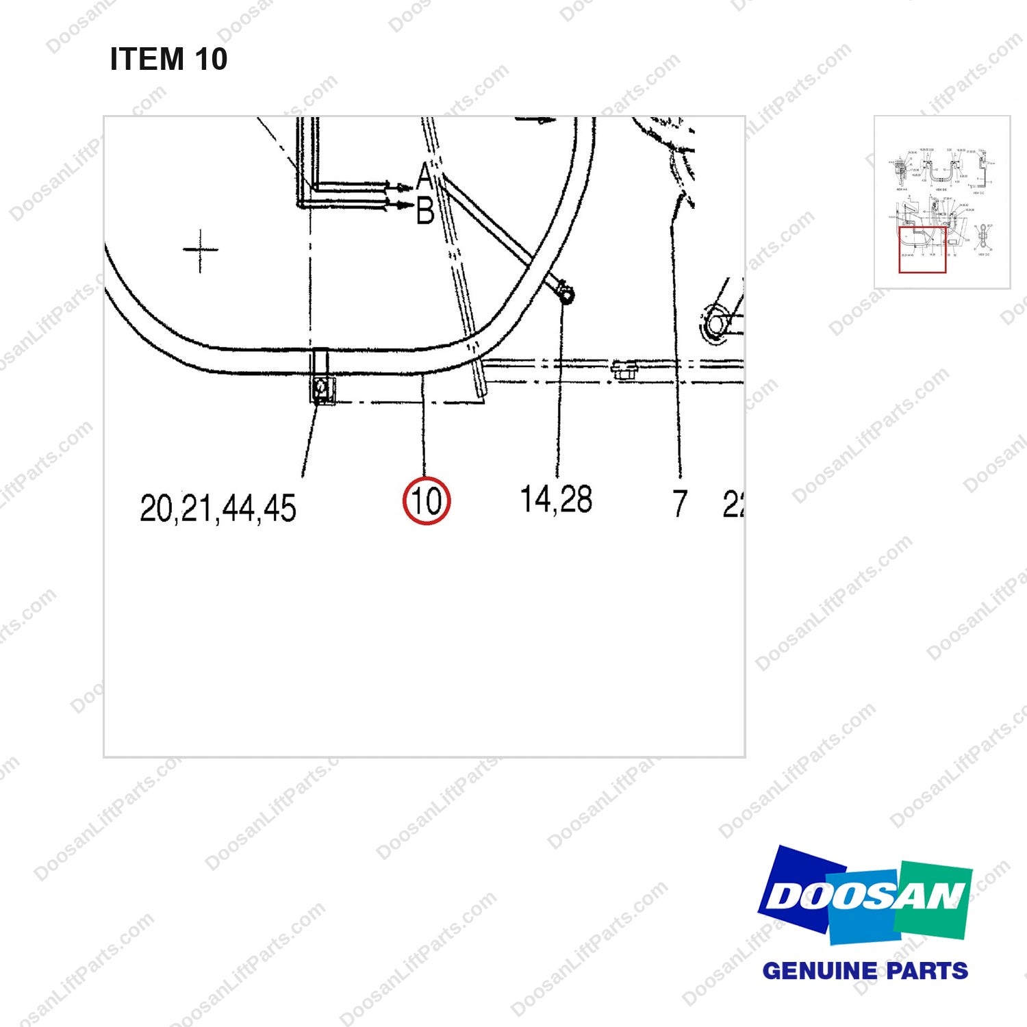 D151131 LINES GP-MAST OPERATING - parts diagram, item 10 shown - genuine Doosan / Bobcat forklift part