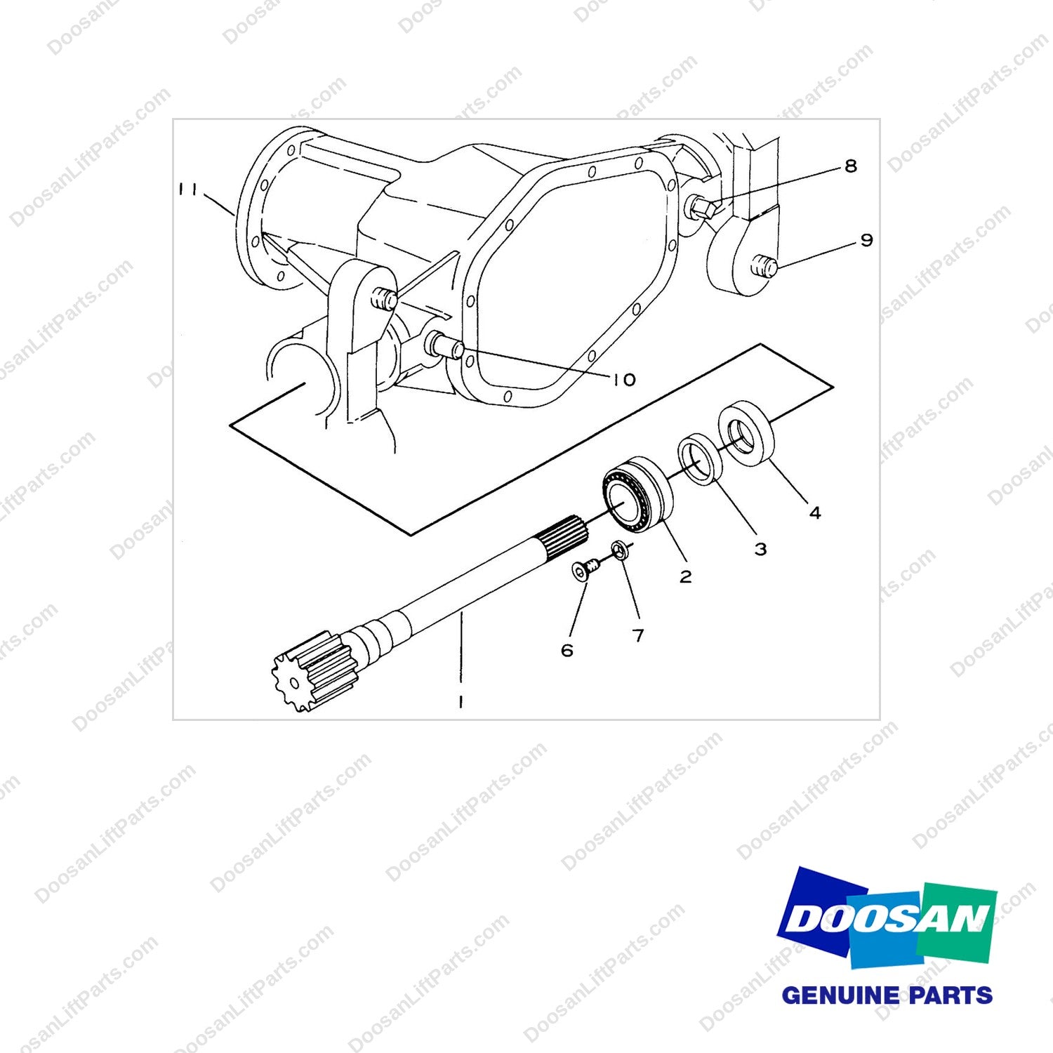 D160073 AXLE GP-DRIVE - (1/2) - full parts diagram - genuine Doosan / Bobcat forklift part