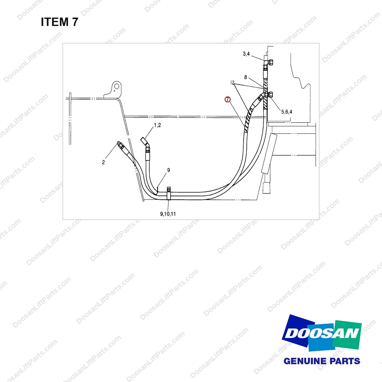 D160214 COOLER GP-TRANS OIL - full parts diagram, item 7 marked - genuine Doosan / Bobcat forklift part