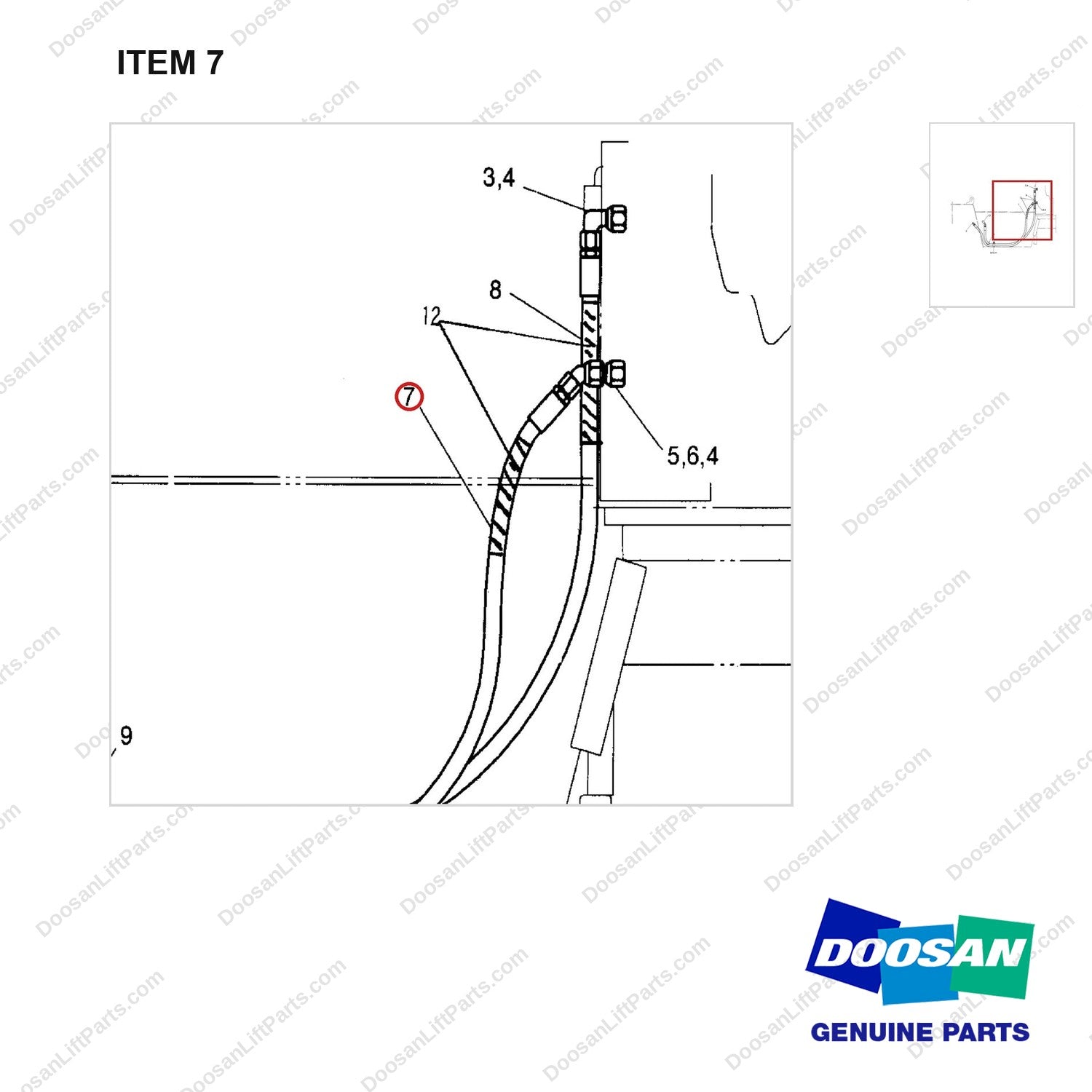 D160214 COOLER GP-TRANS OIL - parts diagram, item 7 shown - genuine Doosan / Bobcat forklift part