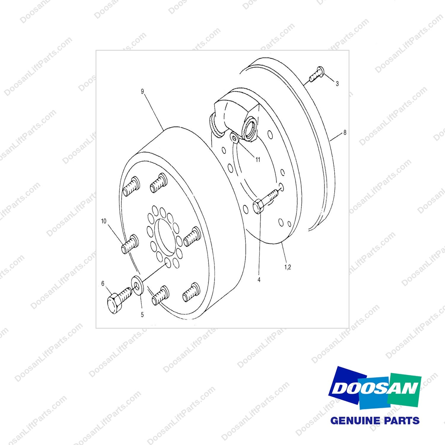 D160787 BRAKE GP-SERVICE - NEW BOOSTED - full parts diagram - genuine Doosan / Bobcat forklift part