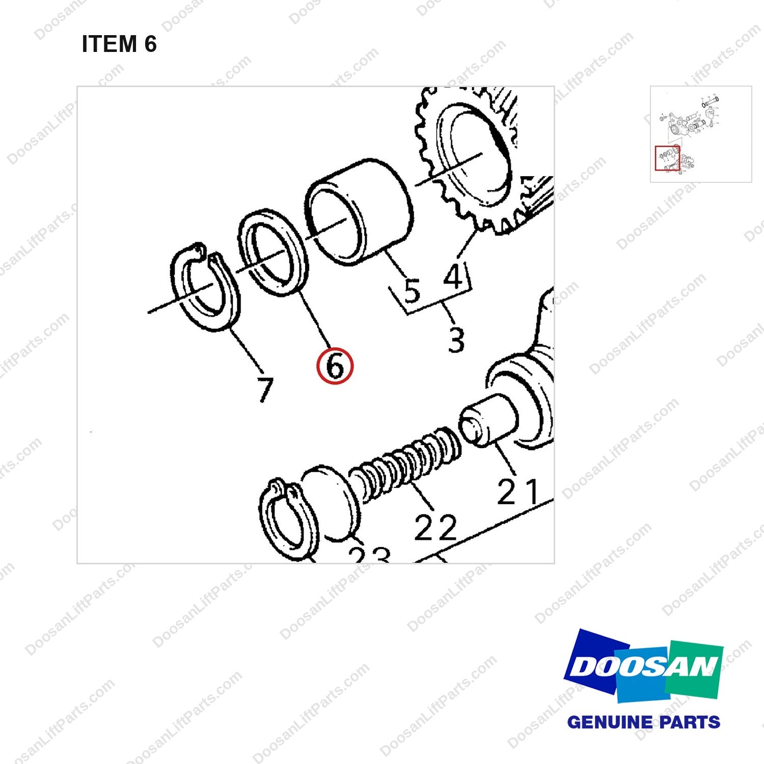 D160973 OIL PUMP GP - 1004 E/G - parts diagram, item 6 shown - genuine Doosan / Bobcat forklift part