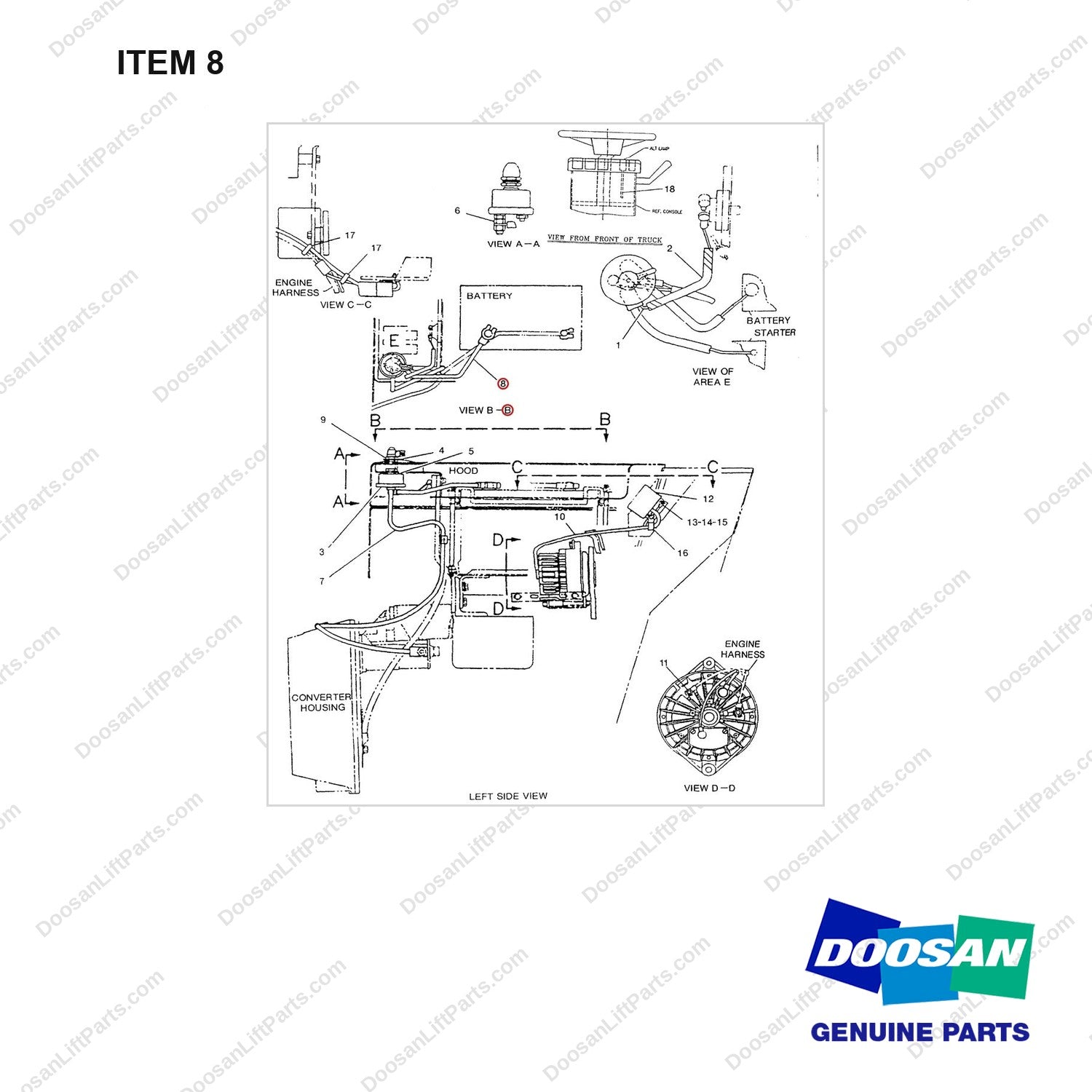 D167315 CHANGEOVER AR. DIESEL TO DS - (2/2)-1004 E/G - full parts diagram, item 8 marked - genuine Doosan / Bobcat forklift part