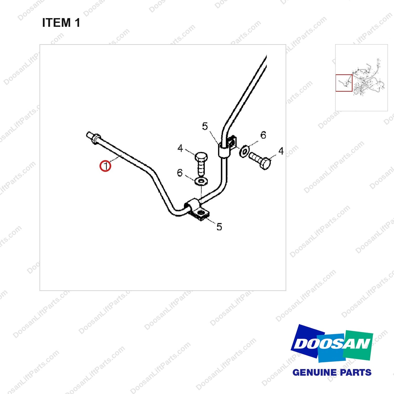 D170170 LINES GP-BRAKE - parts diagram, item 1 shown - genuine Doosan / Bobcat forklift part